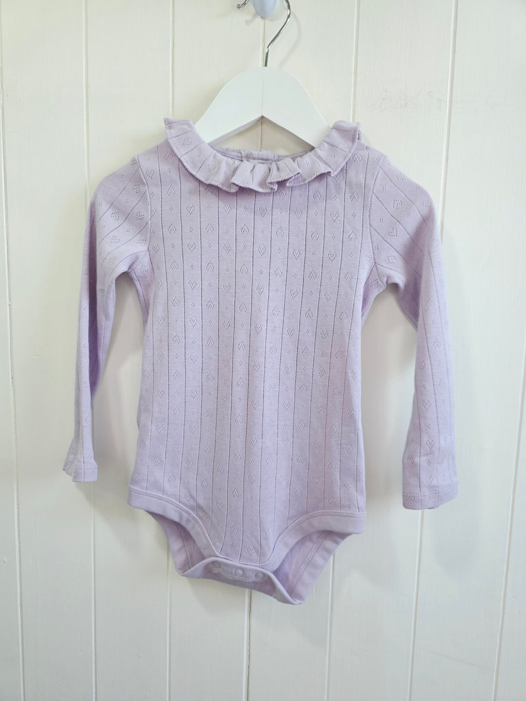 TU - 12-18 months girls lilac long sleeve bodysuit featuring frill details