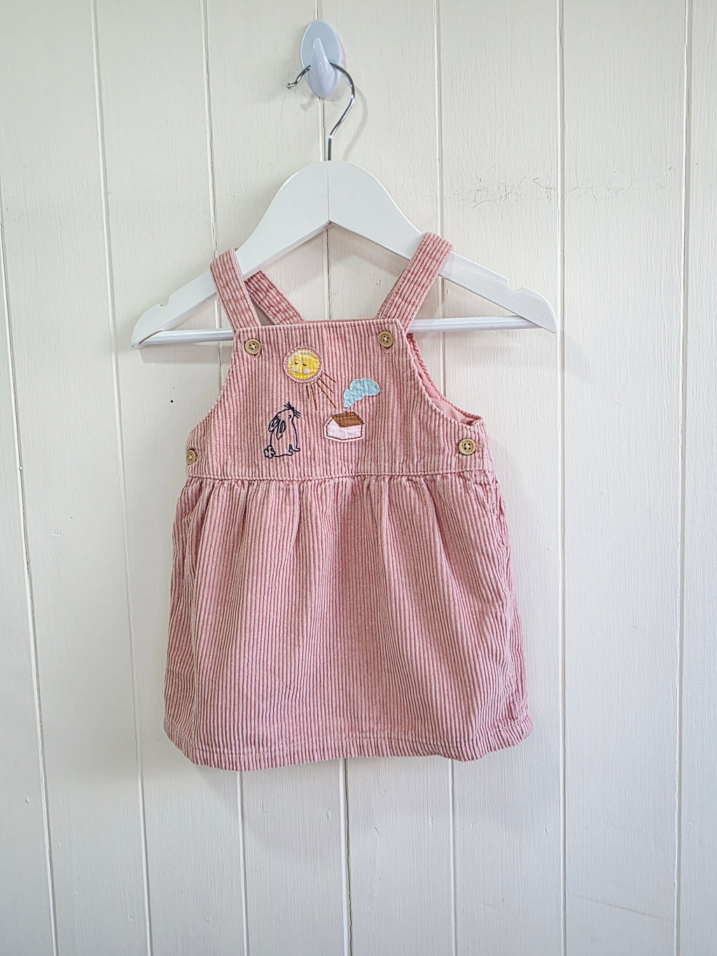 M&S - 3-6 months girls pink corduroy pinafore dress