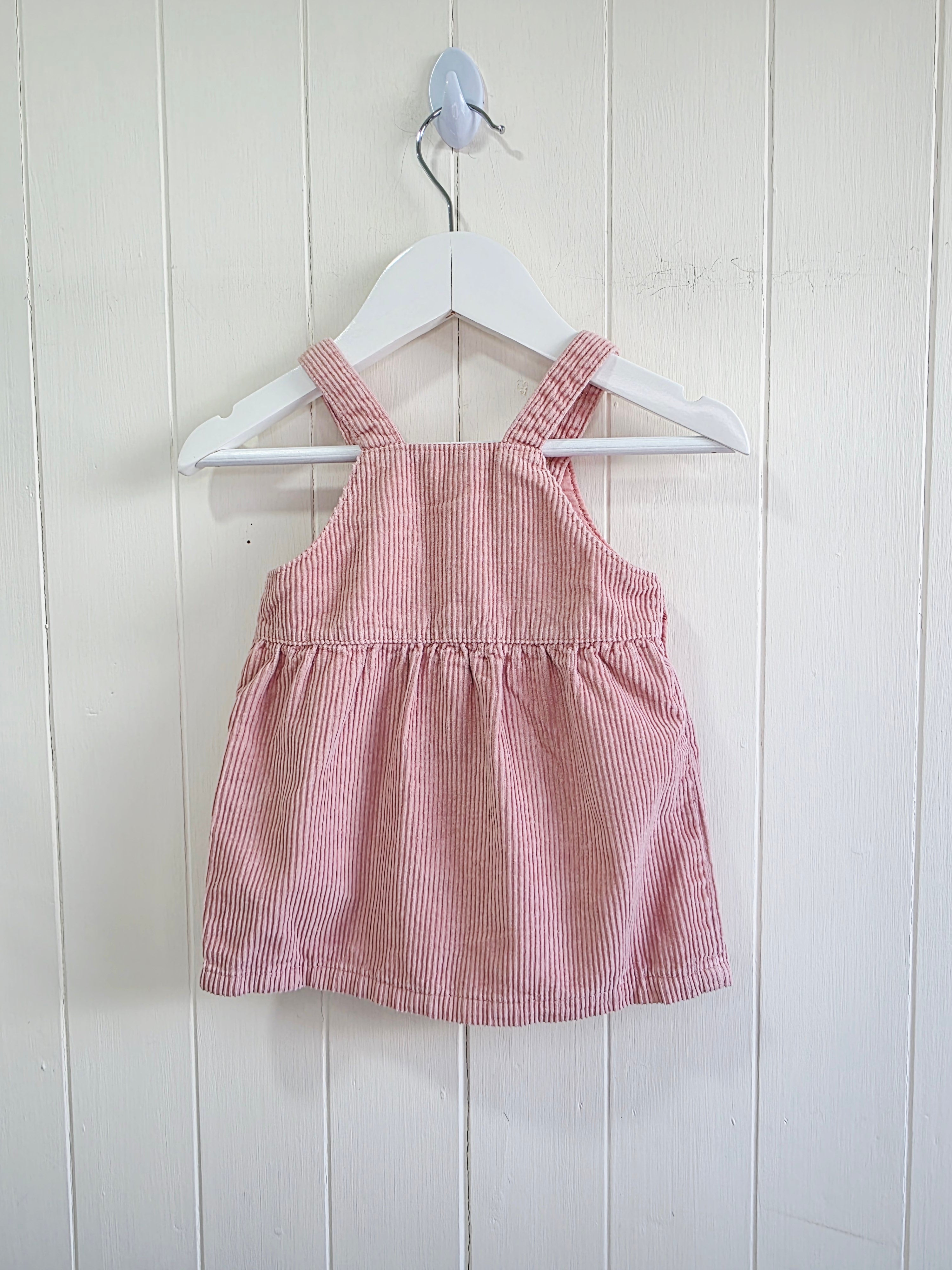 M&S - 3-6 months girls pink corduroy pinafore dress