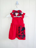 Disney at George Minnie Mouse 3-6 months red corduroy pinafore dress with headband featuring Minnie Mouse embroidery