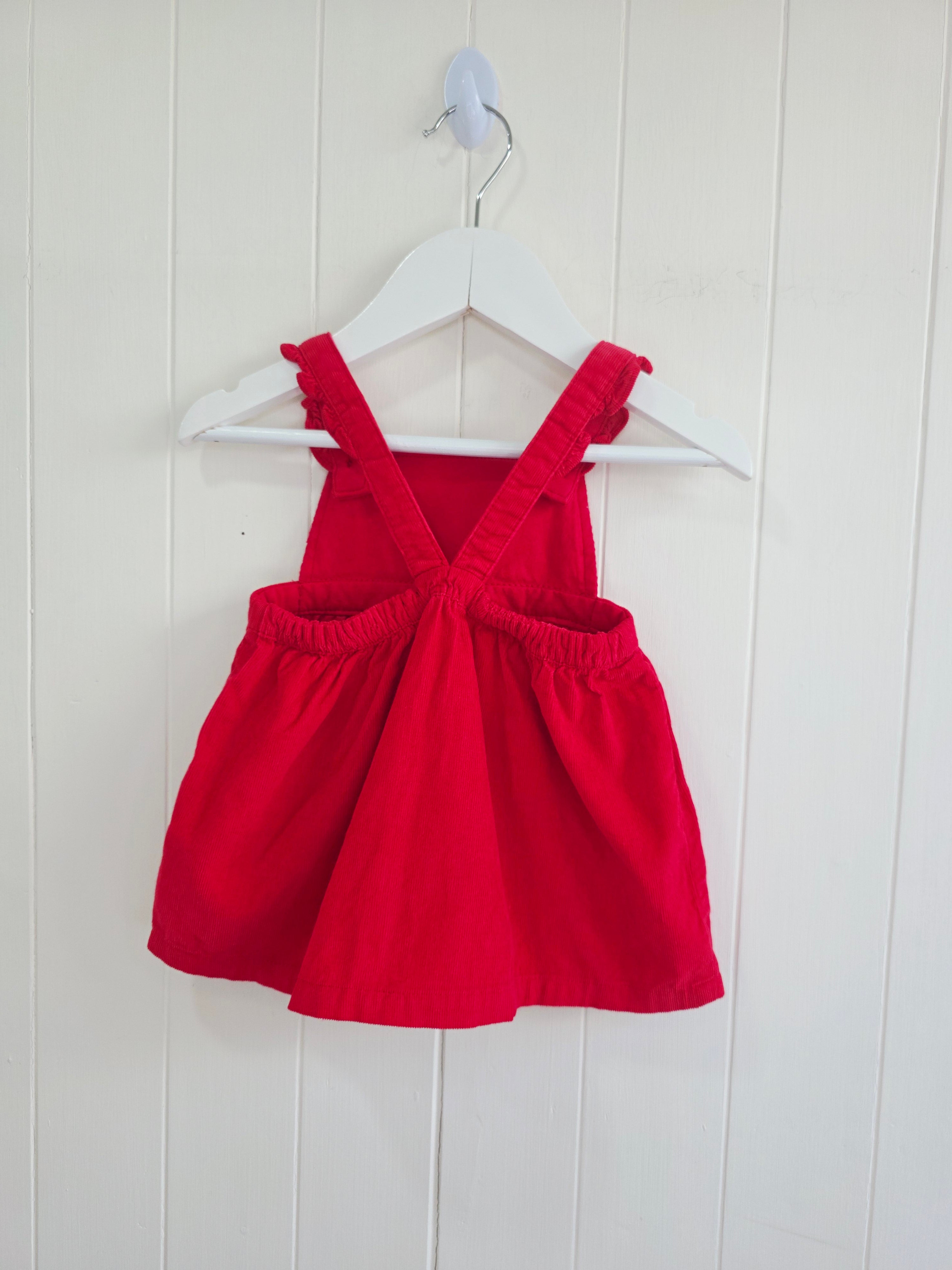 Disney at George Minnie Mouse 3-6 months red corduroy pinafore dress with headband featuring Minnie Mouse embroidery