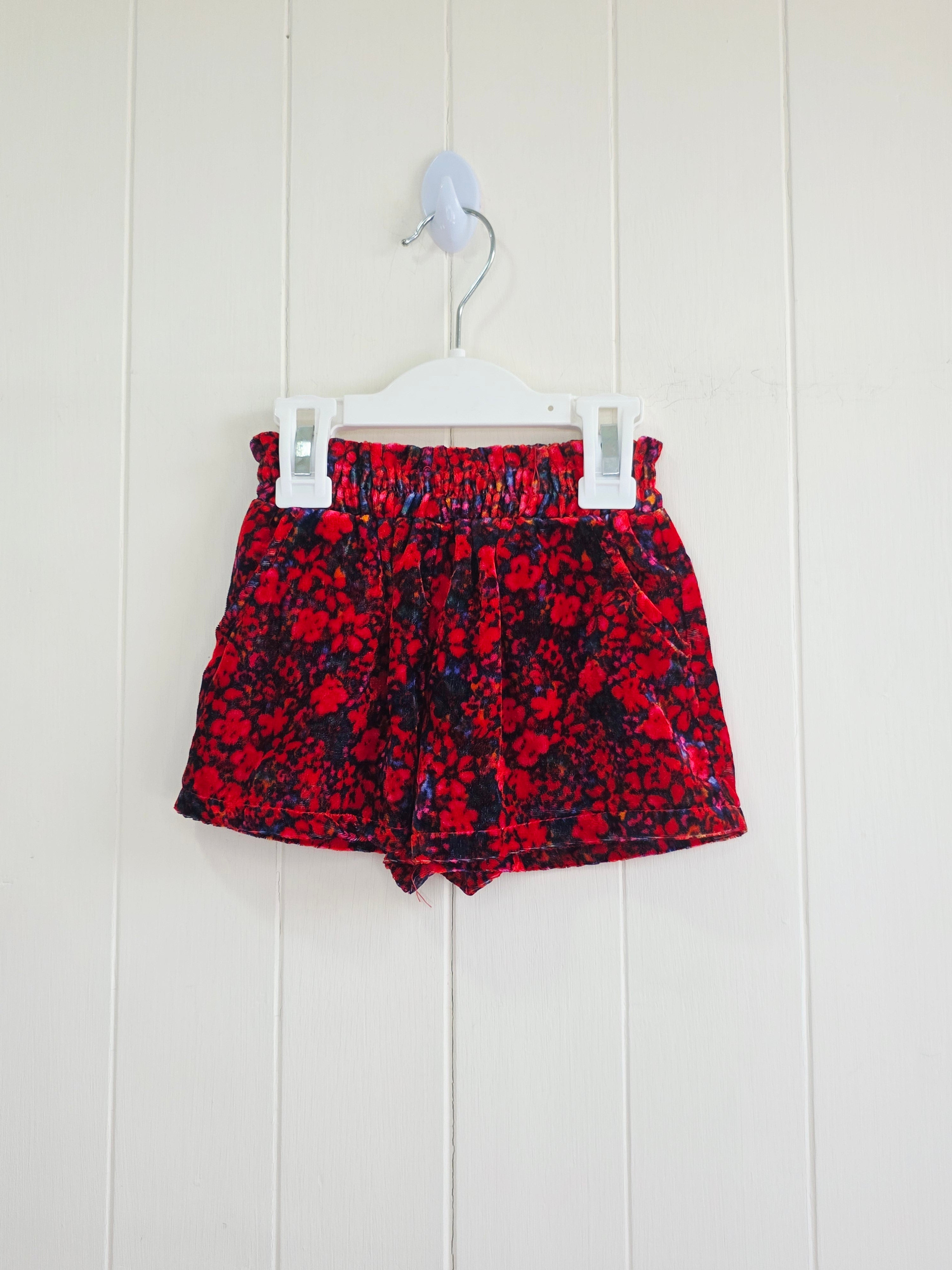 Next - 3-6 months girls red floral shorts