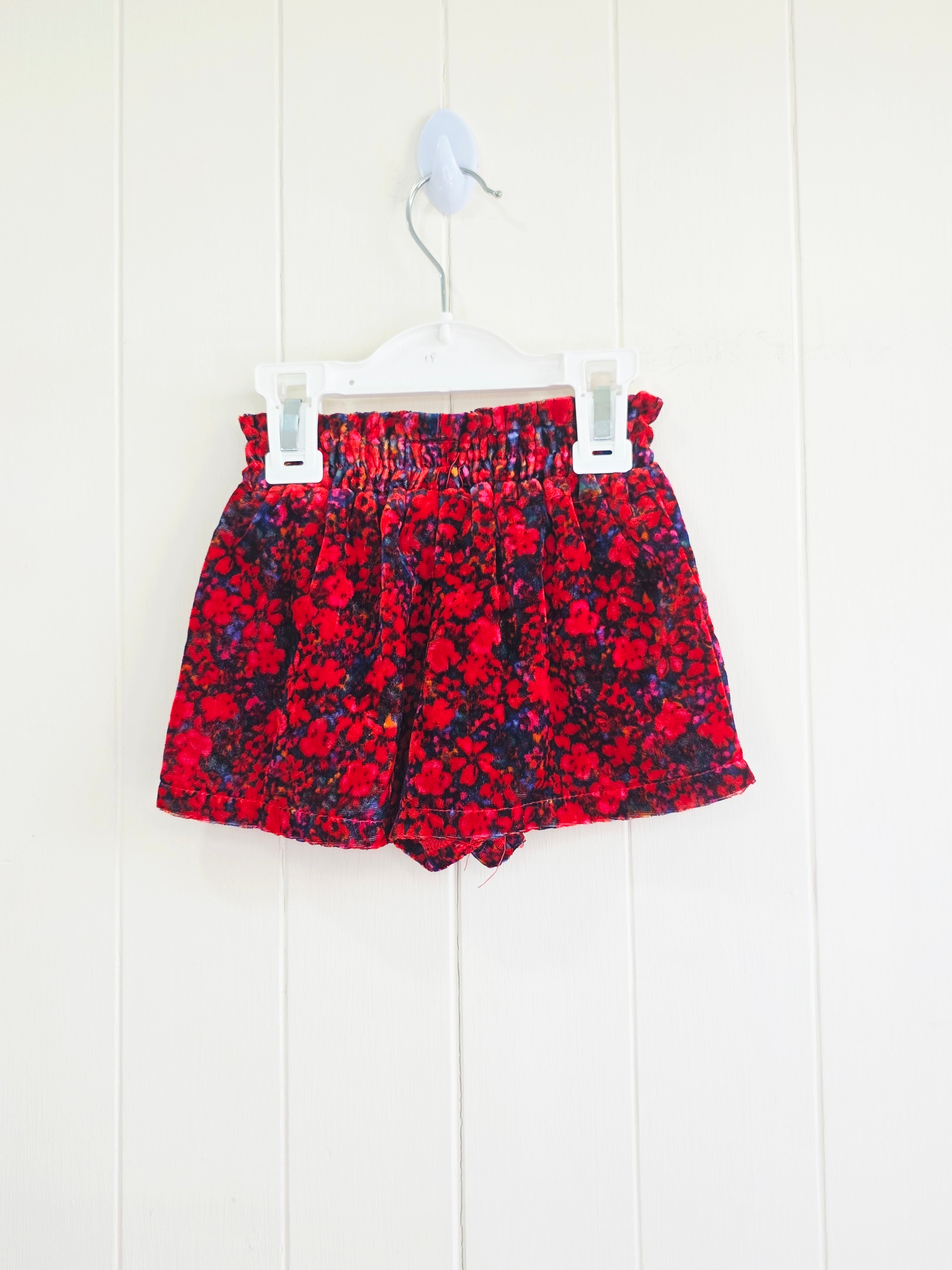 Next - 3-6 months girls red floral shorts