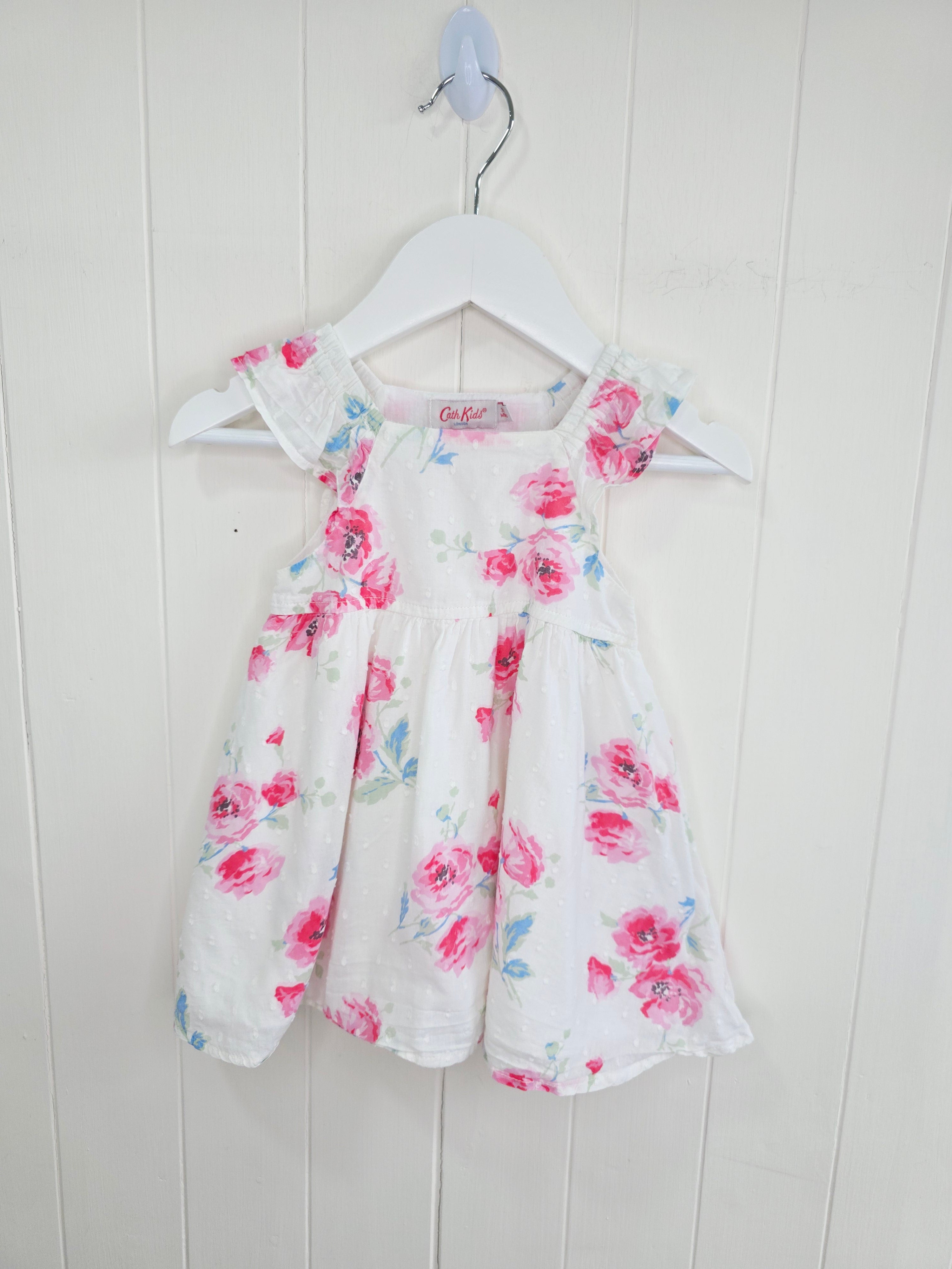Cath Kids - 3-6 months girls white floral sleeveless long dress
