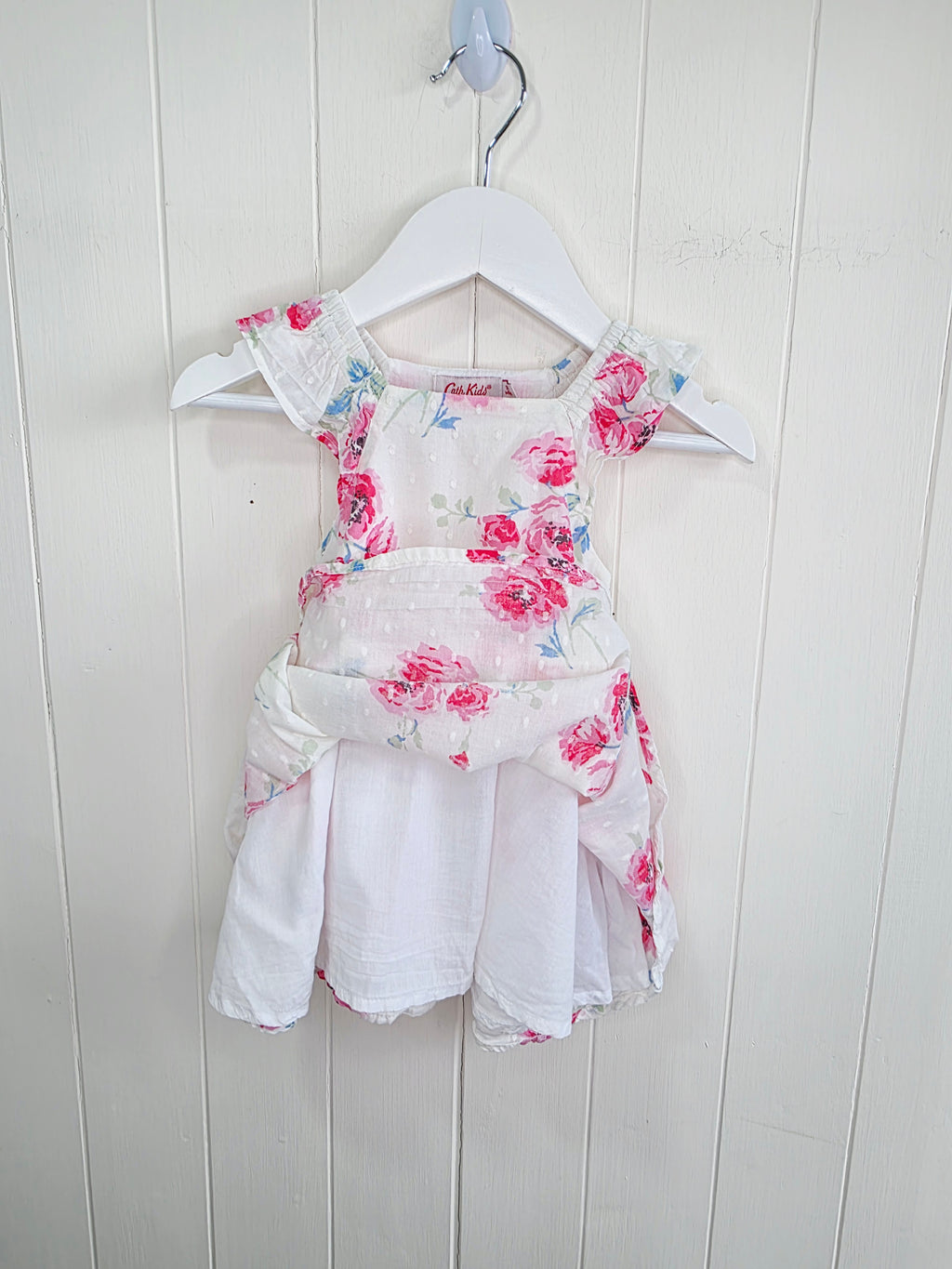 Cath Kids - 3-6 months girls white floral sleeveless long dress