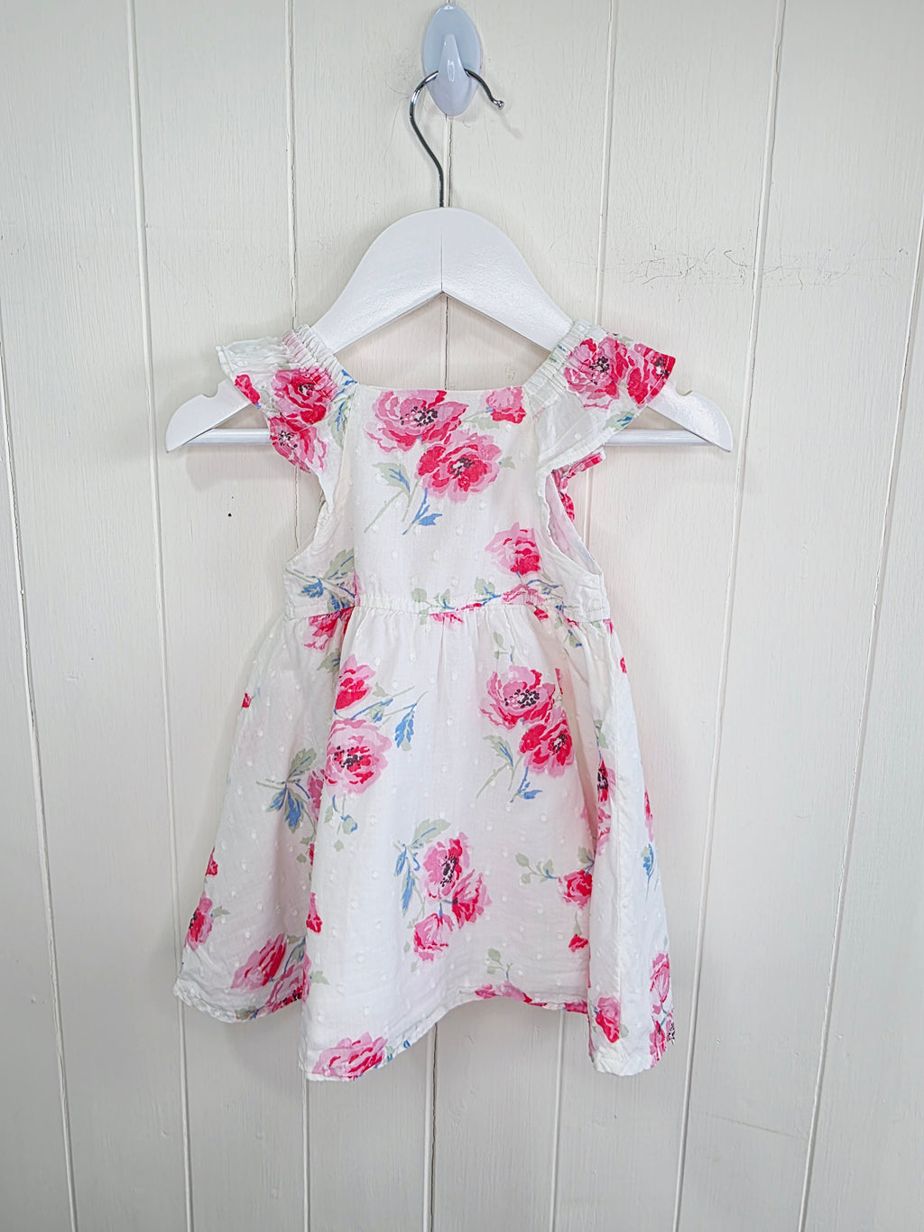 Cath Kids - 3-6 months girls white floral sleeveless long dress