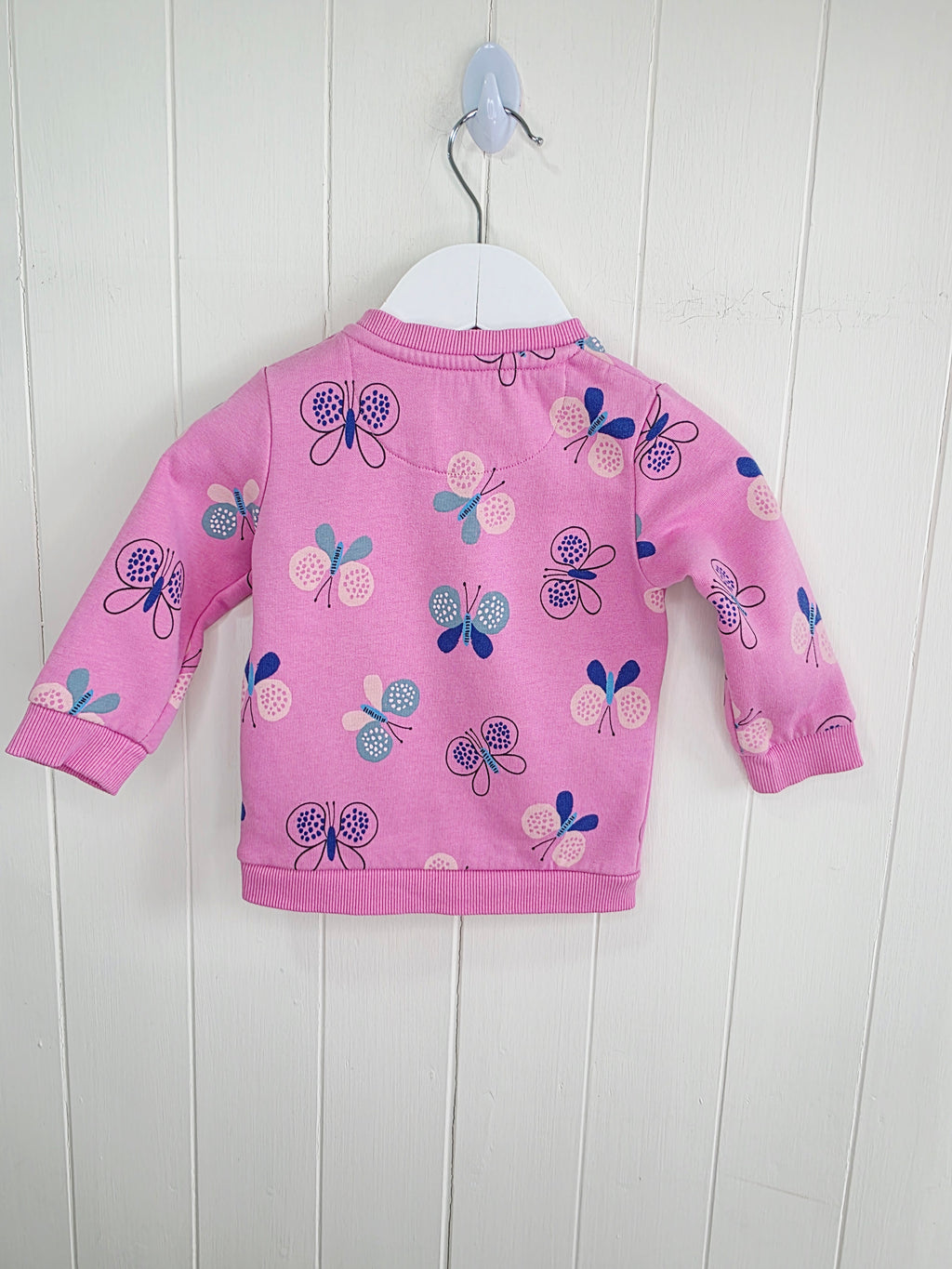 M&S - 3-6 months girls pink jumper featuring all over butterflies print