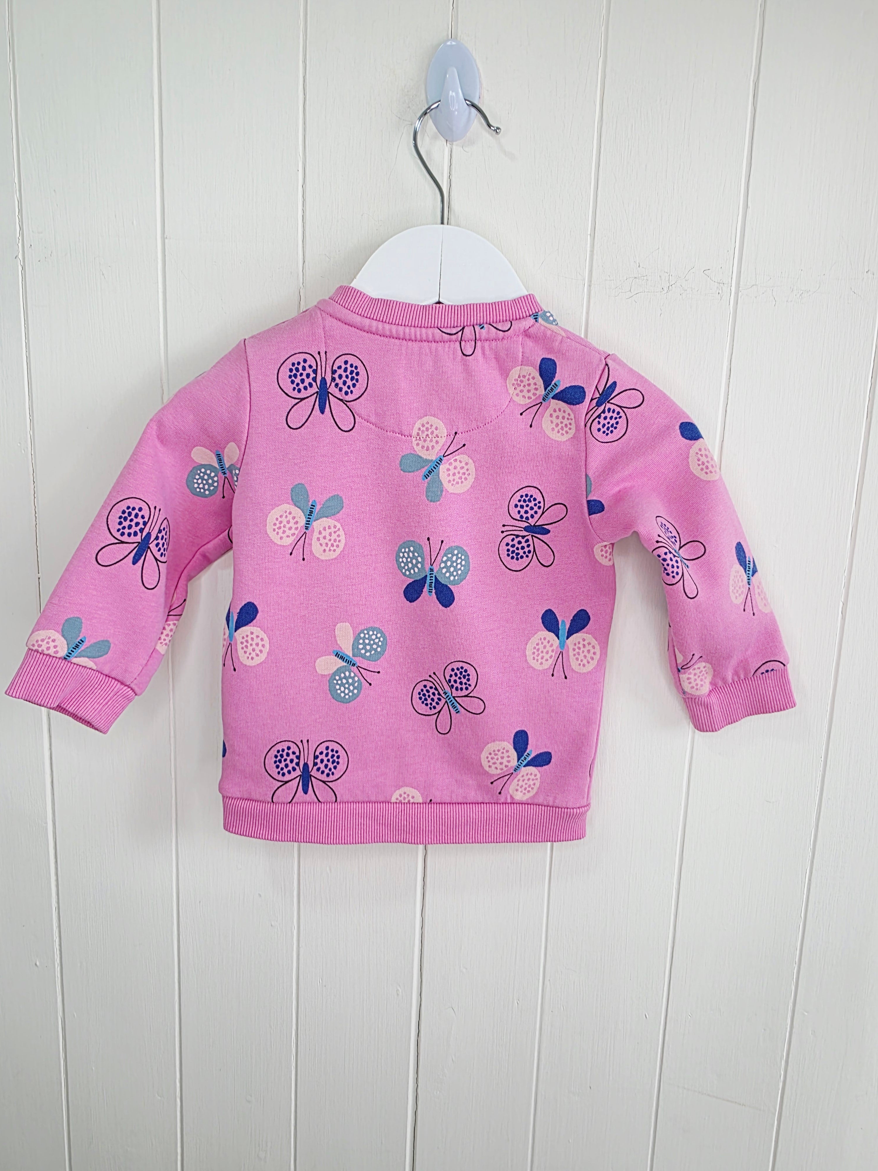M&S - 3-6 months girls pink jumper featuring all over butterflies print