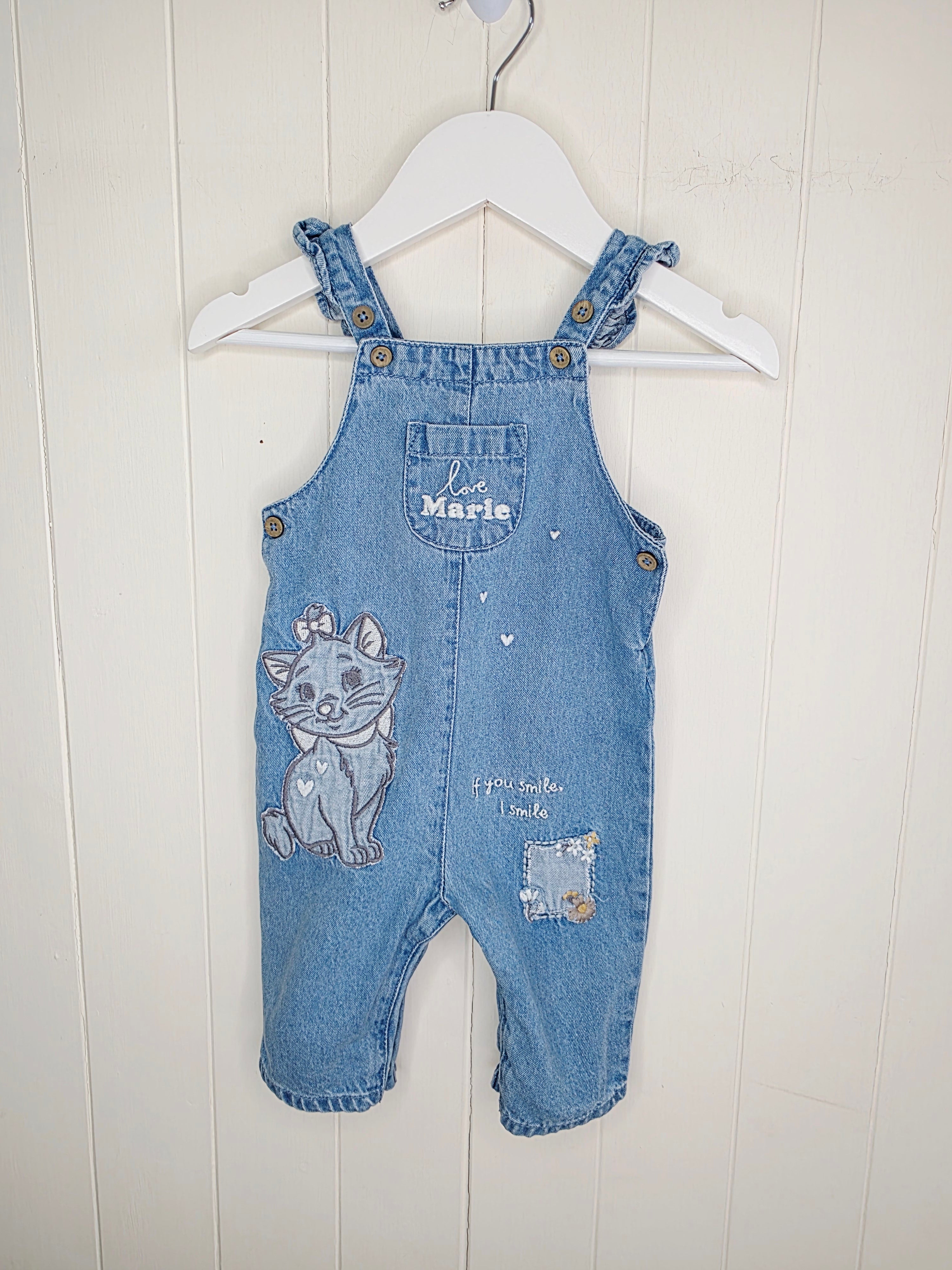 Disney Marie at George - 3-6 months girls denim dungarees