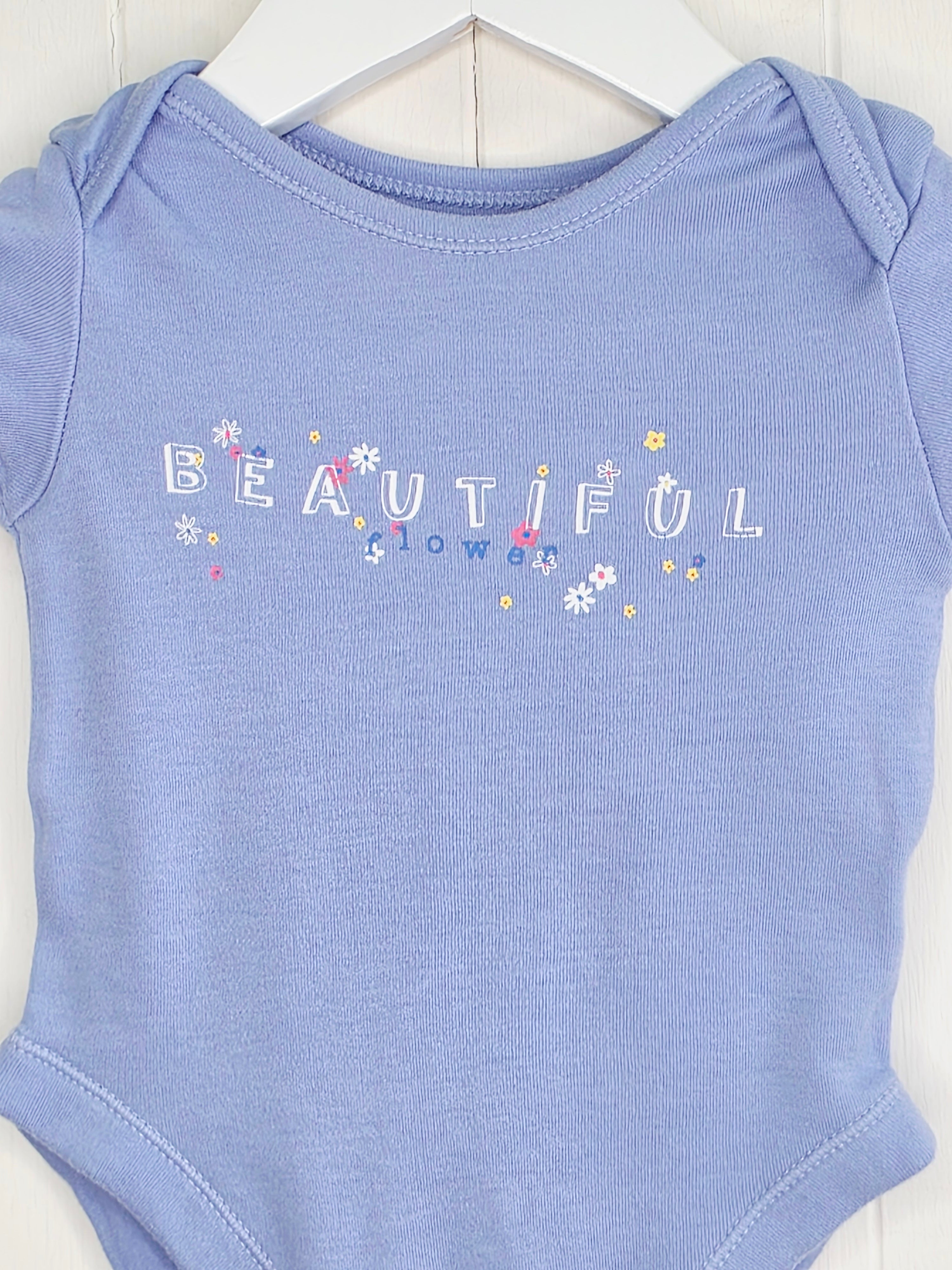 George - 3-6 months girls blue short sleeve bodysuit