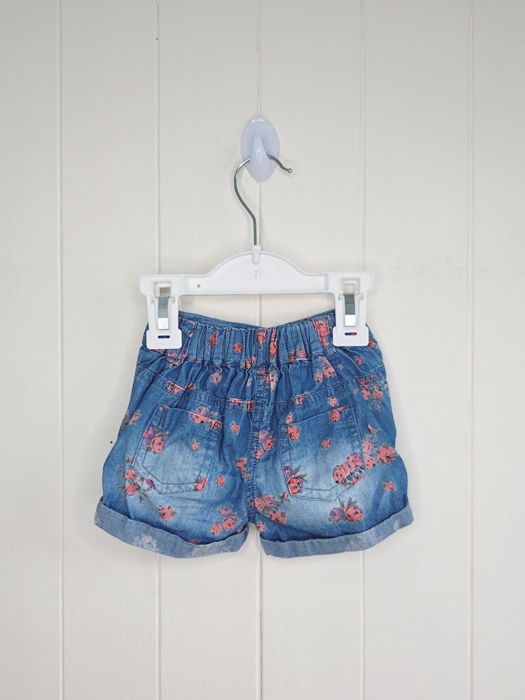 Early days at Primark - 3-6 months denim shorts featuring rose print