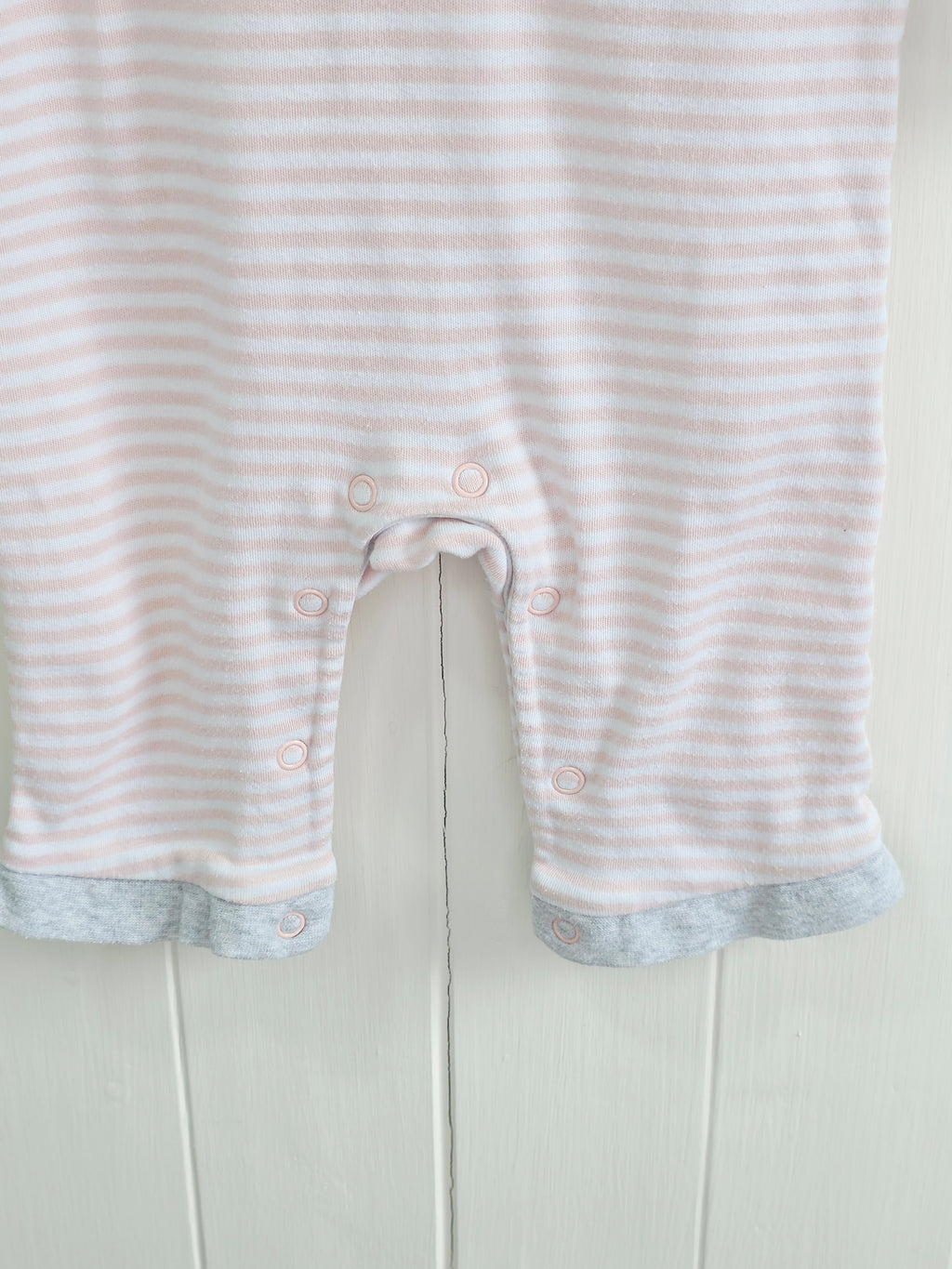 John Lewis - 3-6 months pink and white stripy romper