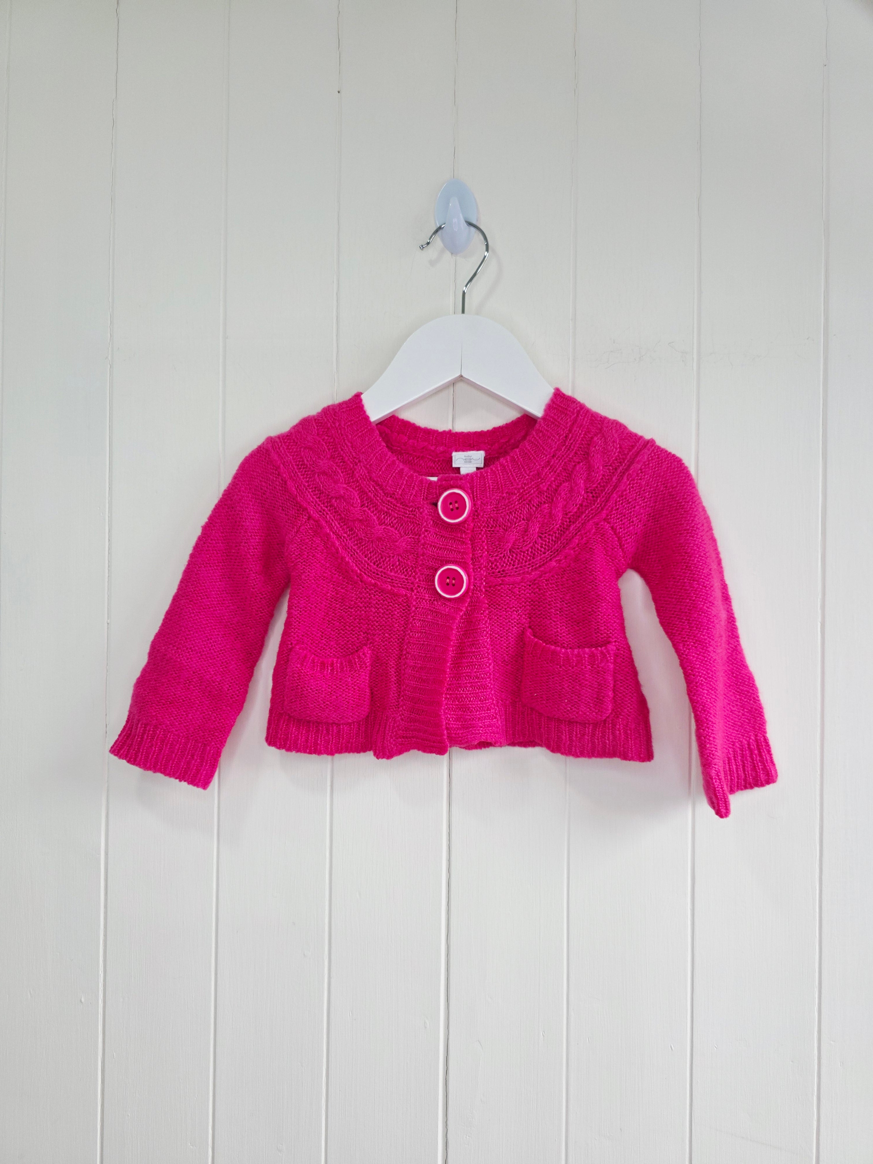 New Look - 3-6 months girls pink cardigan featuring giant buttons
