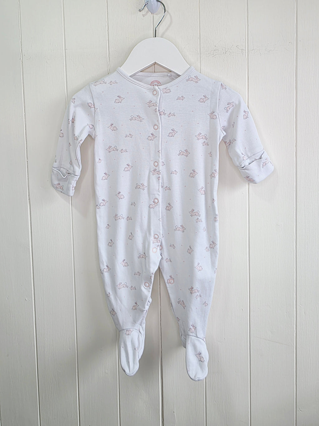 Next - 3-6 months girls white sleepsuit featuring all over bunny print