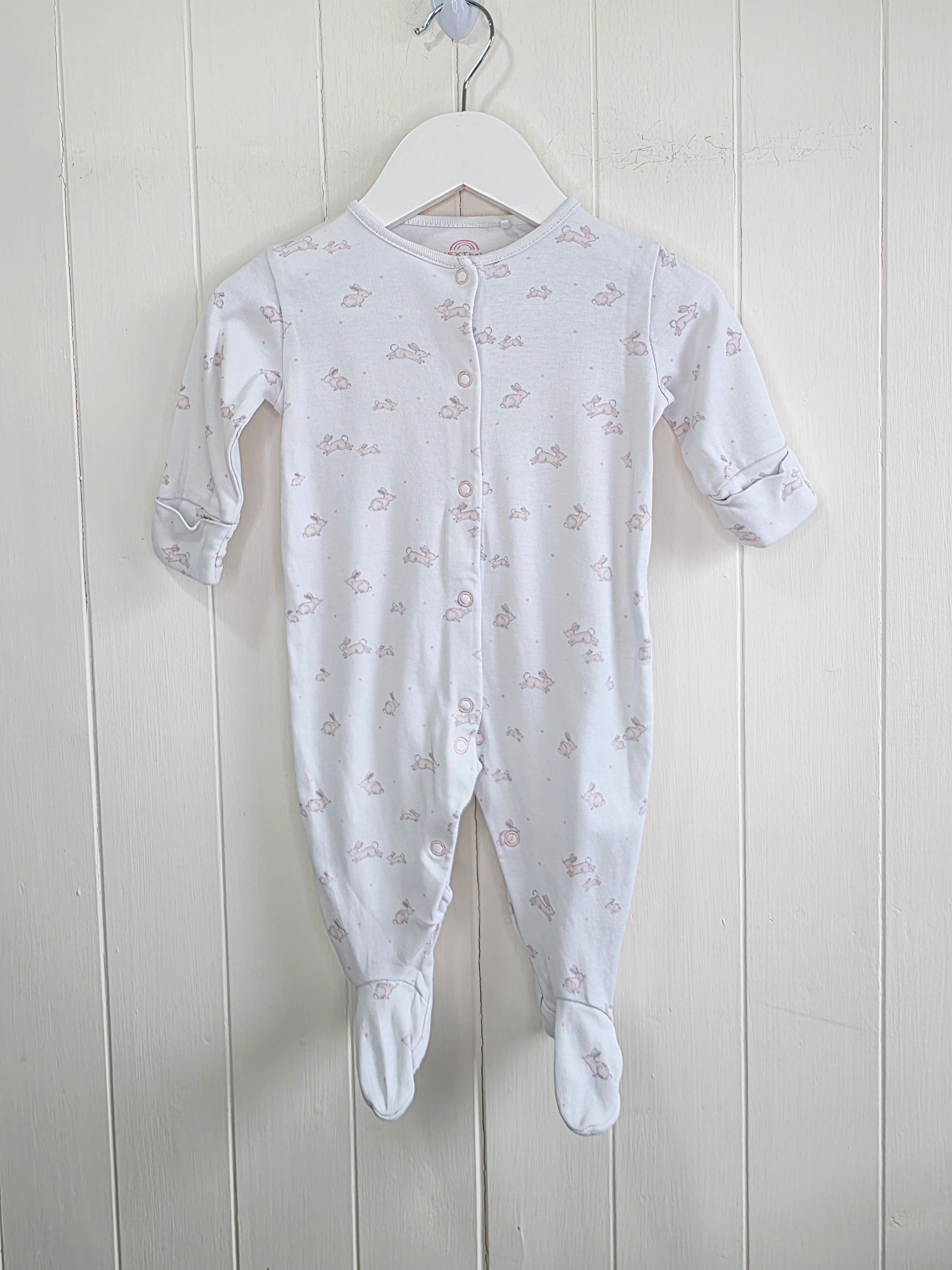 Next - 3-6 months girls white sleepsuit featuring all over bunny print