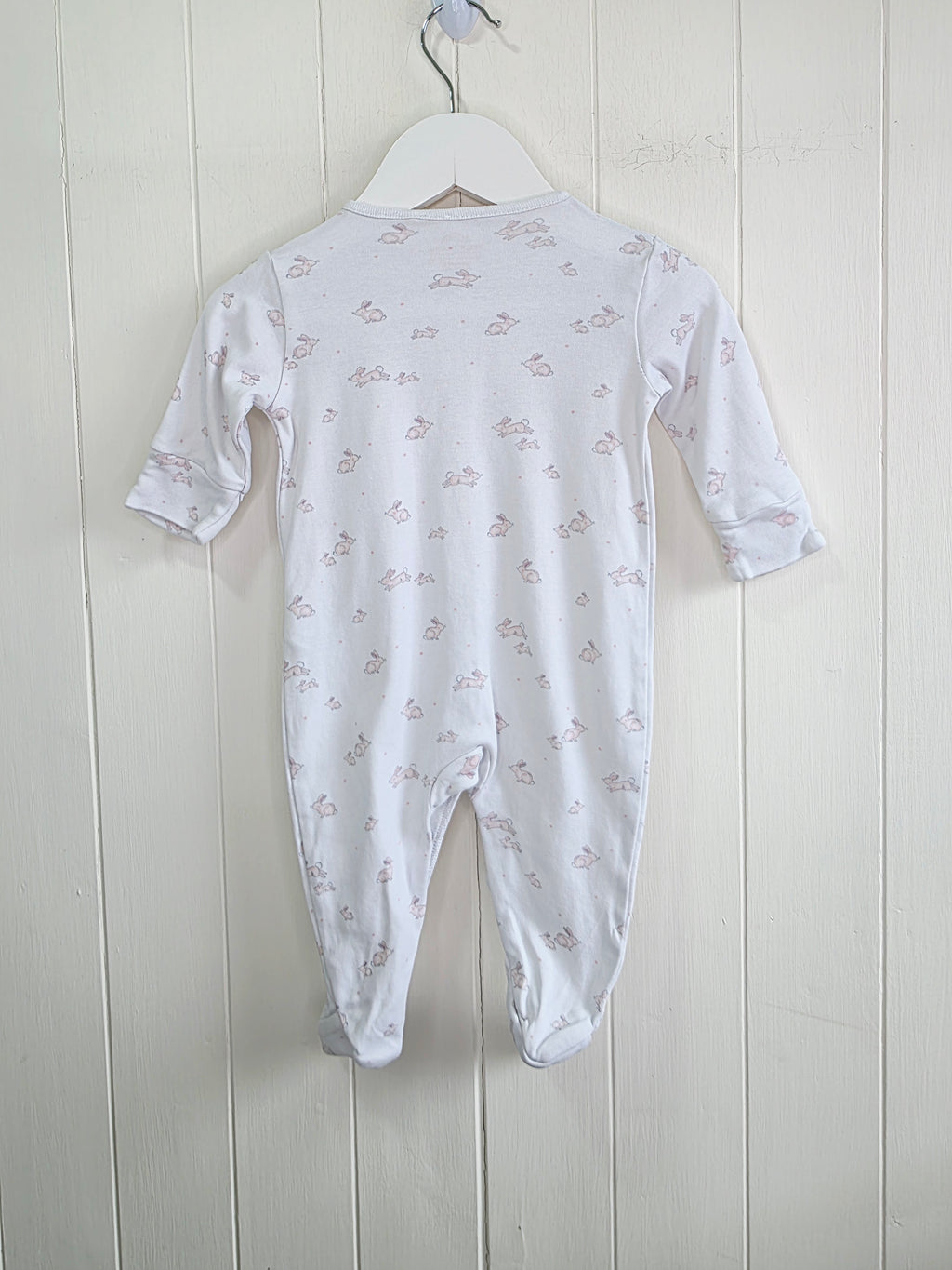 Next - 3-6 months girls white sleepsuit featuring all over bunny print
