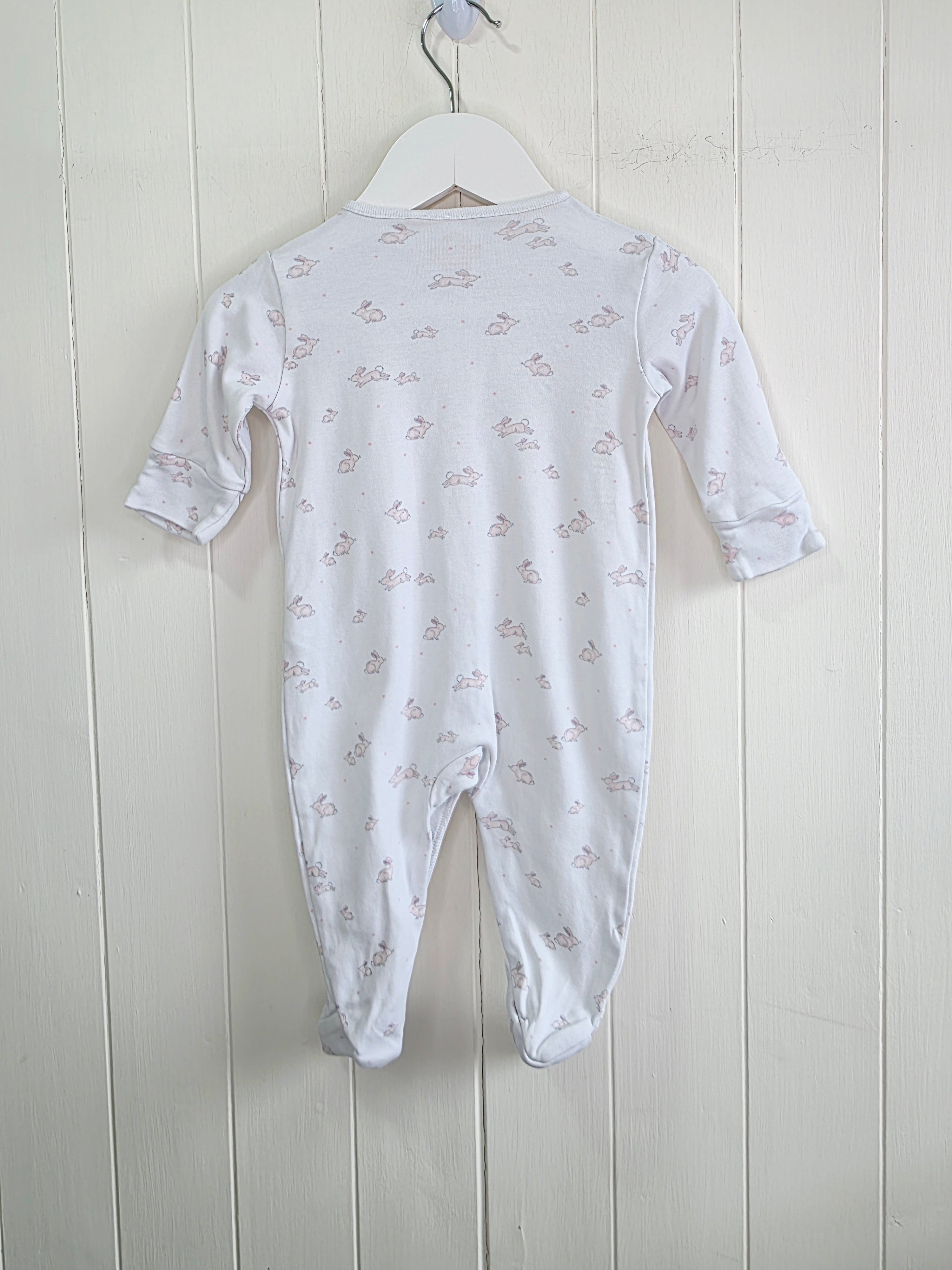 Next - 3-6 months girls white sleepsuit featuring all over bunny print