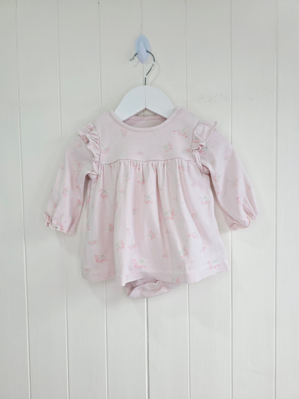 Mothercare - 3-6 months girls floral pink bodysuit dress
