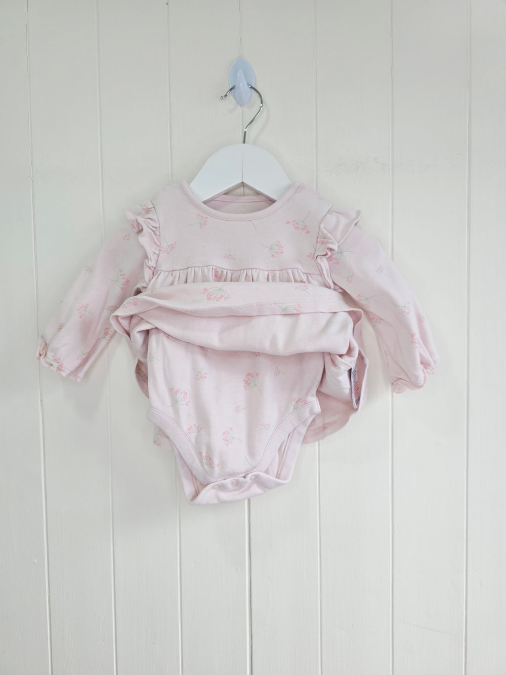 Mothercare - 3-6 months girls floral pink bodysuit dress