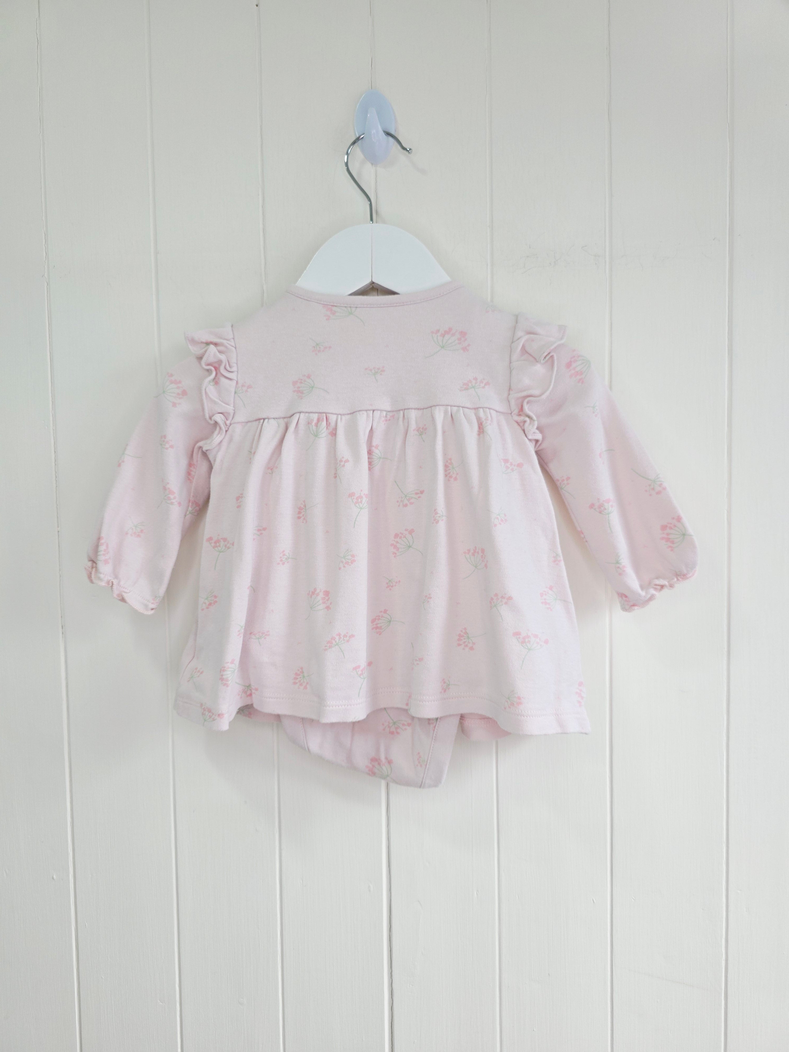 Mothercare - 3-6 months girls floral pink bodysuit dress