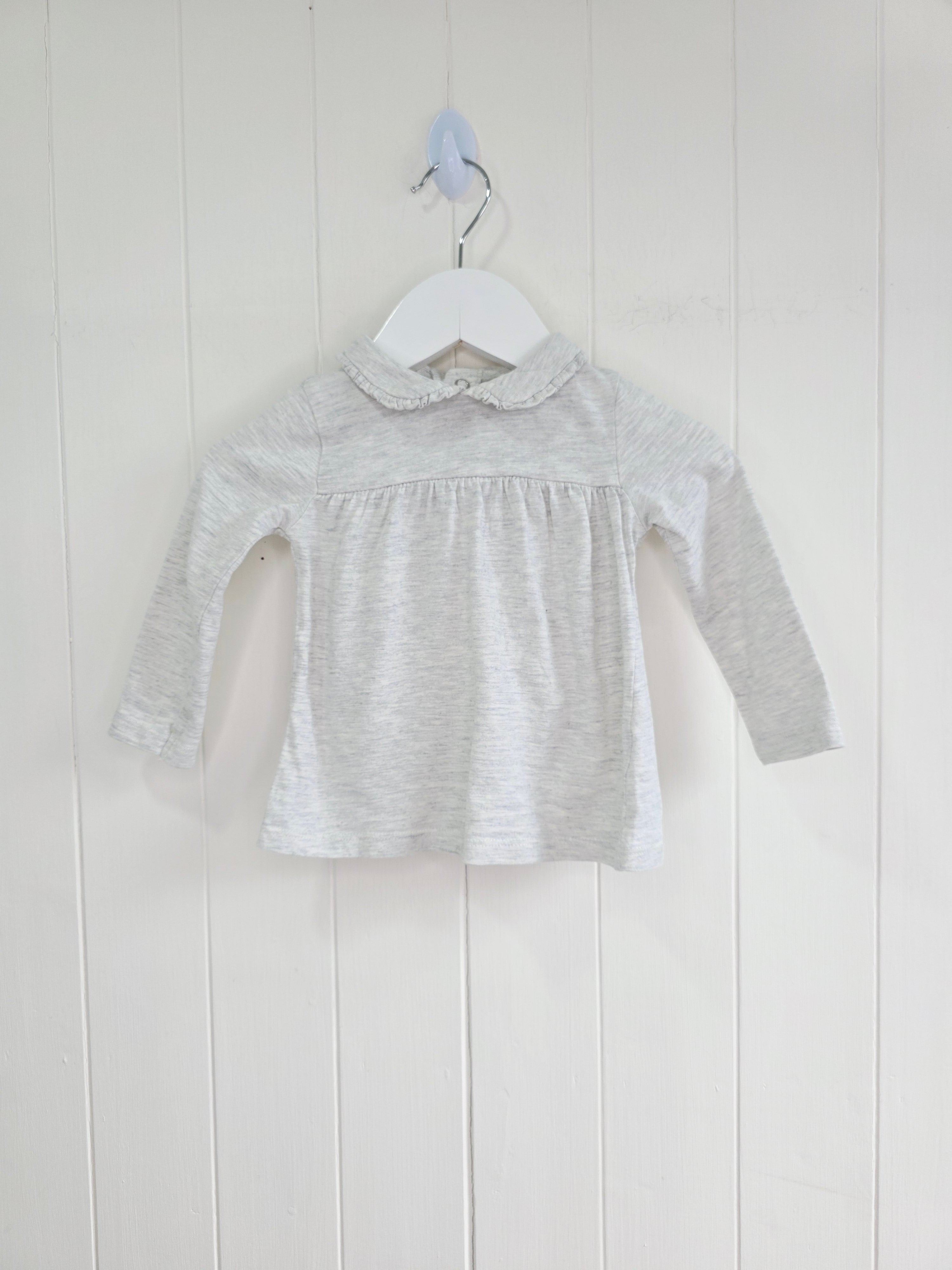 TU - 3-6 months light grey collared long sleeve top