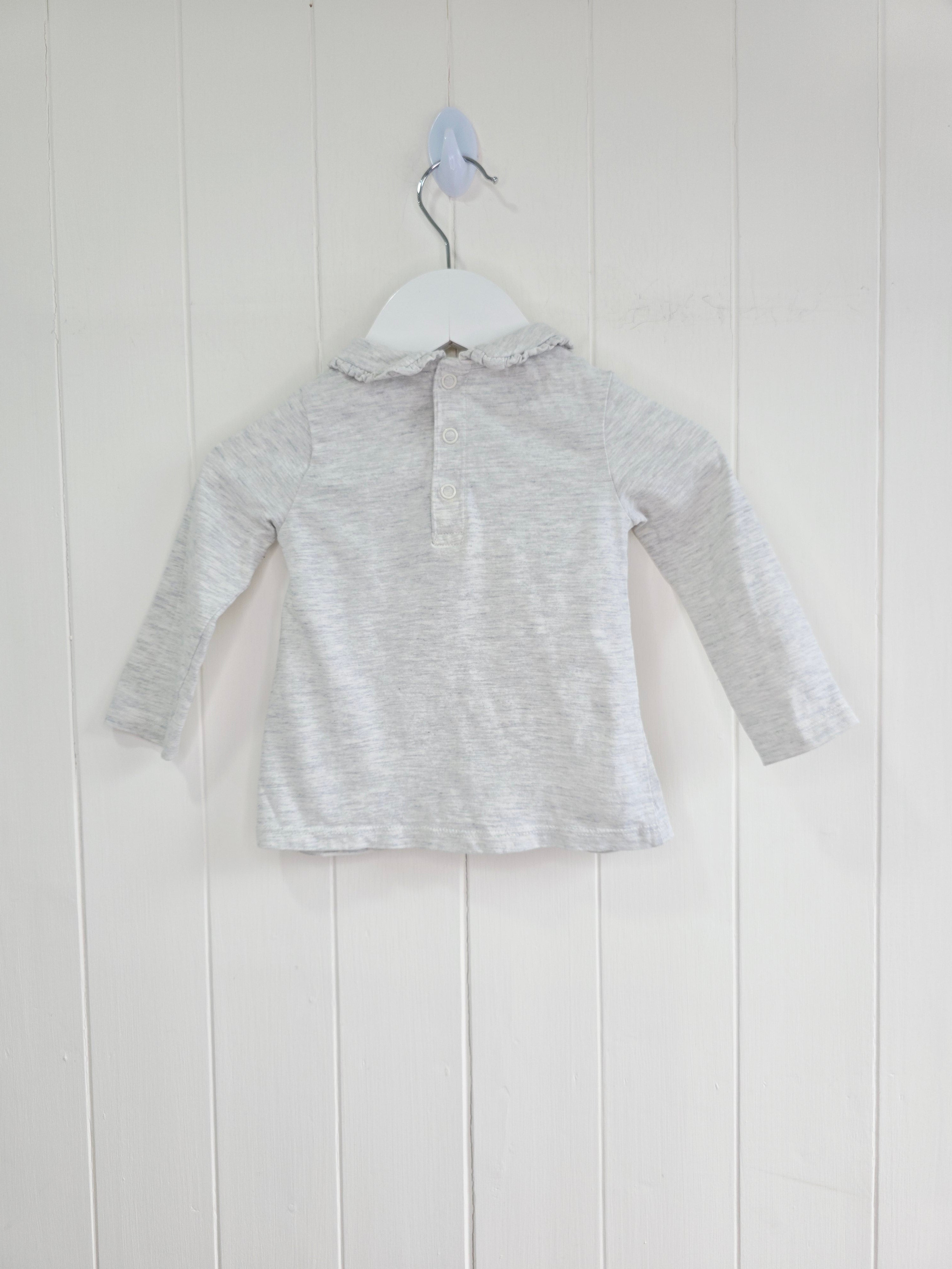 TU - 3-6 months light grey collared long sleeve top