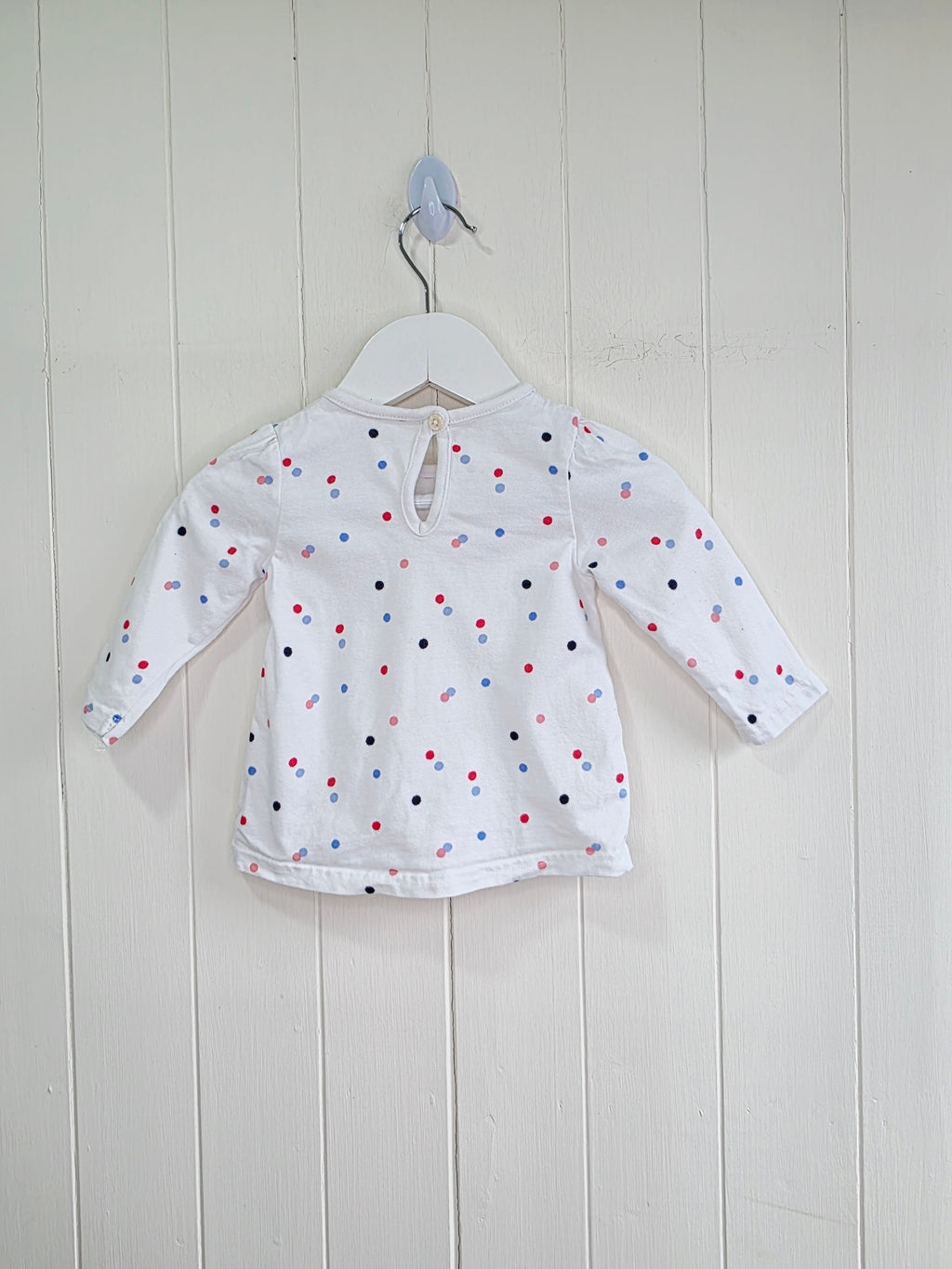 George - 3-6 months white polka dot long sleeve top