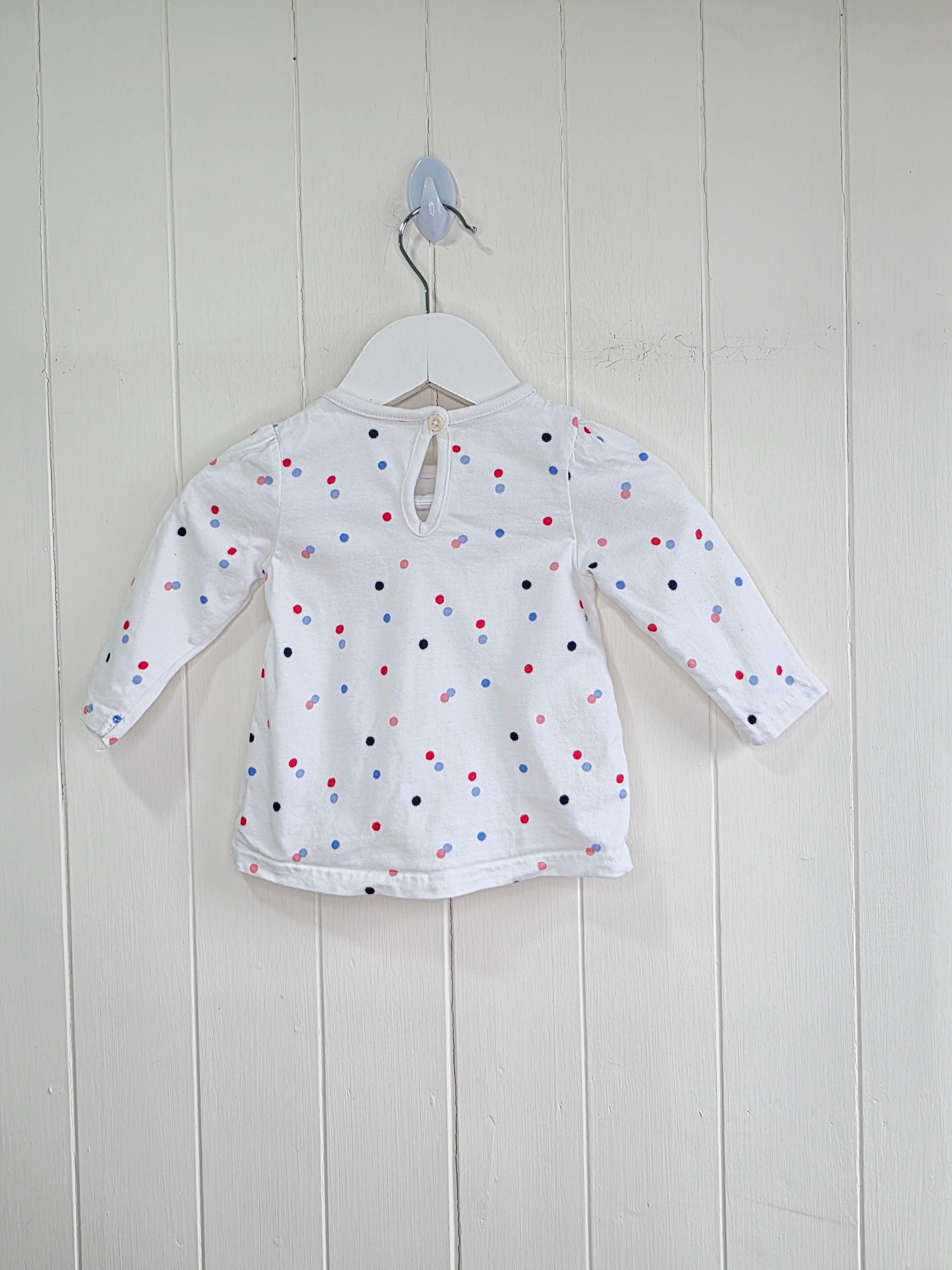 George - 3-6 months white polka dot long sleeve top