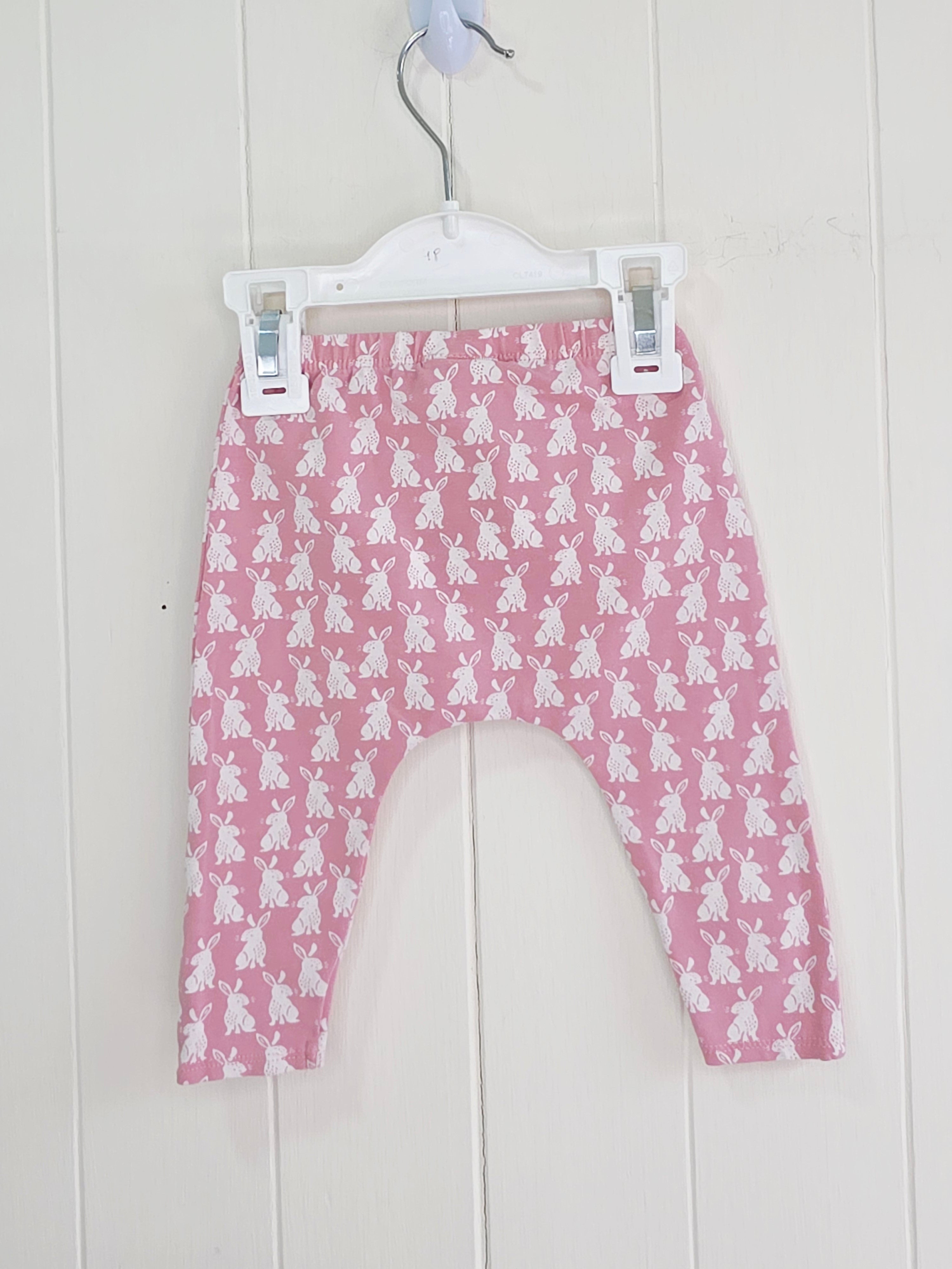 Next - 3-6 months girls pink leggings featuring all over bunny print