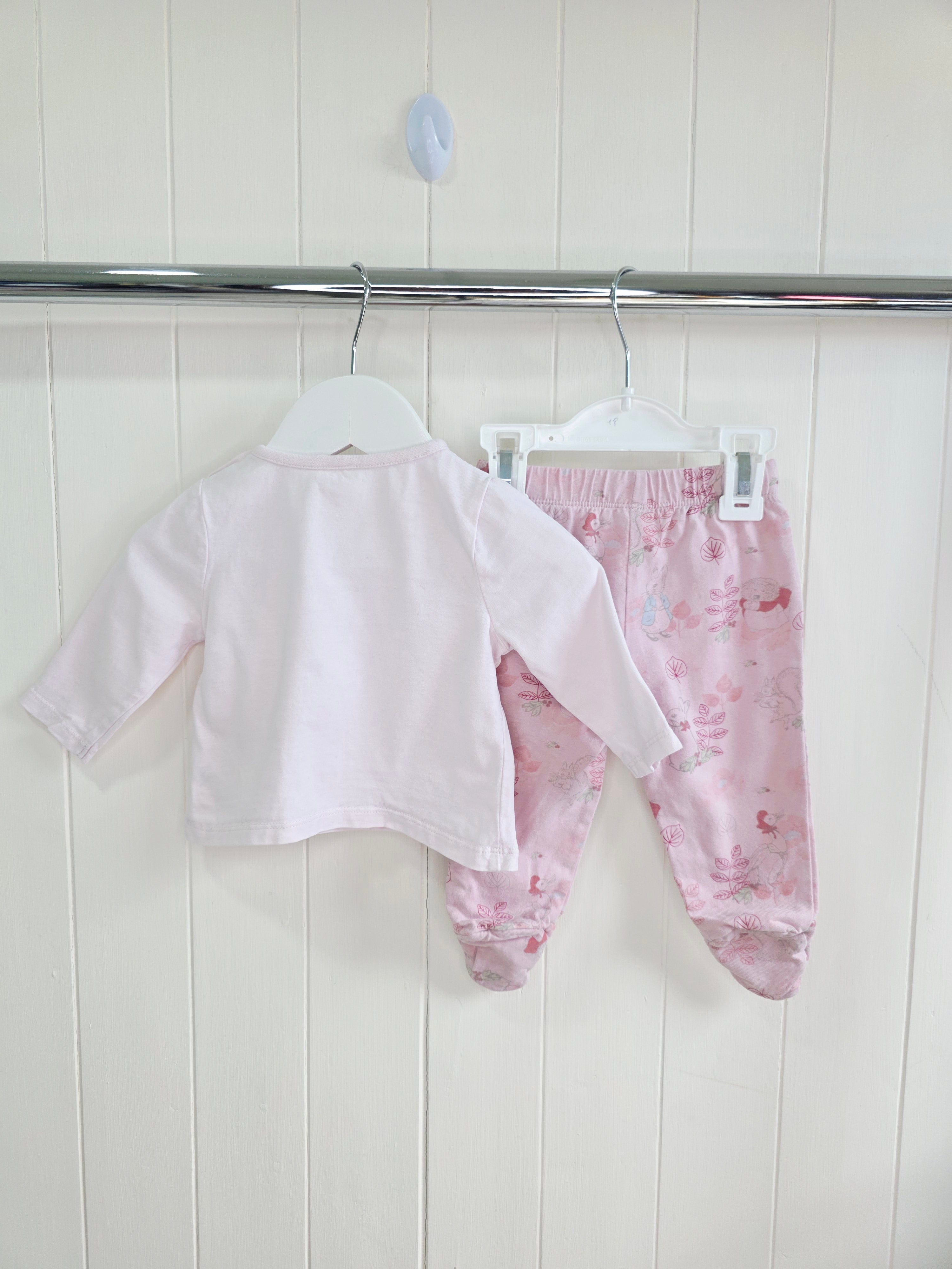 Peter Rabbit at TU - 3-6 months girls pink footed botoms and long sleeve top set
