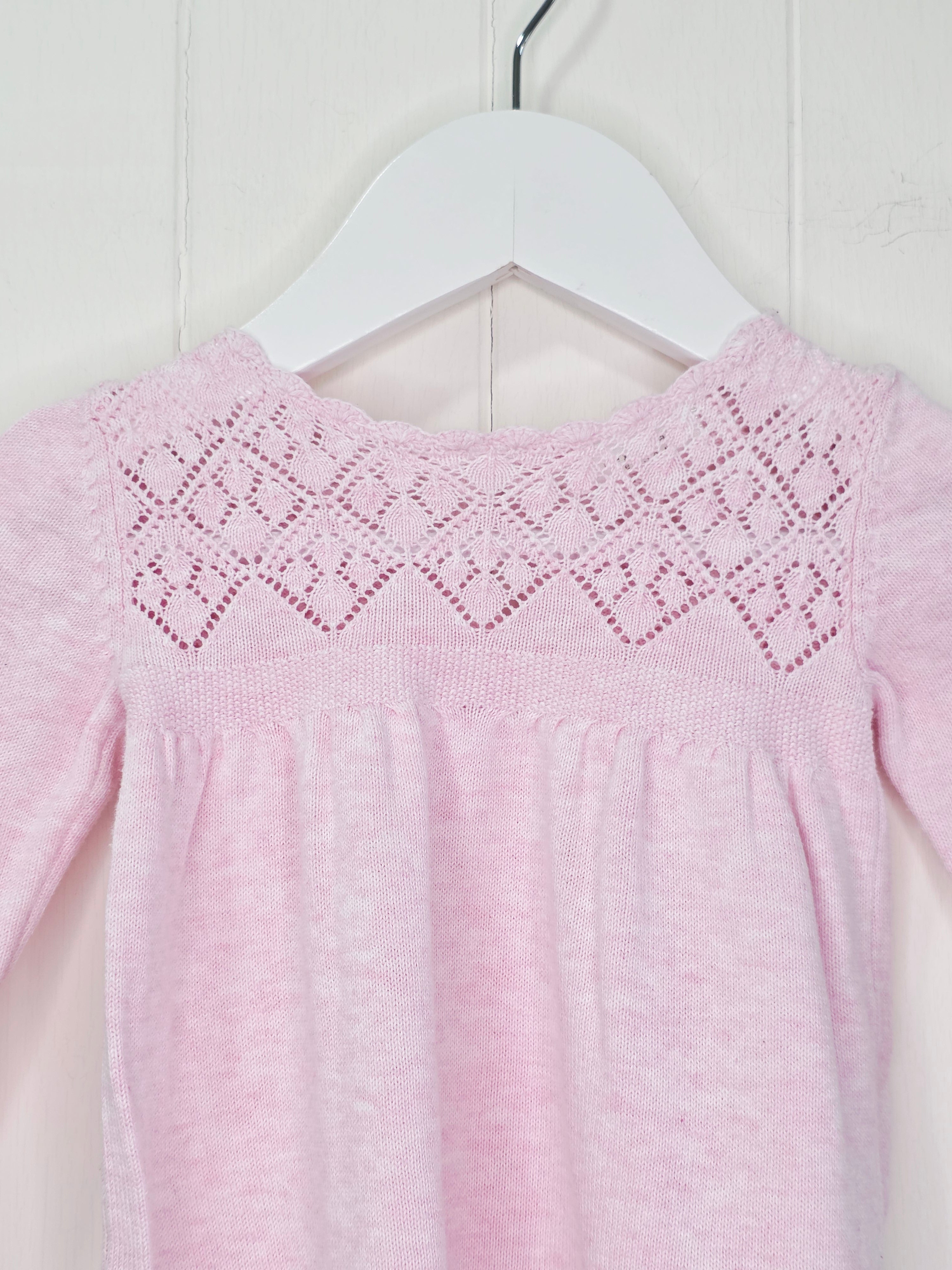 Next - 3-6 months girls pink knit dress