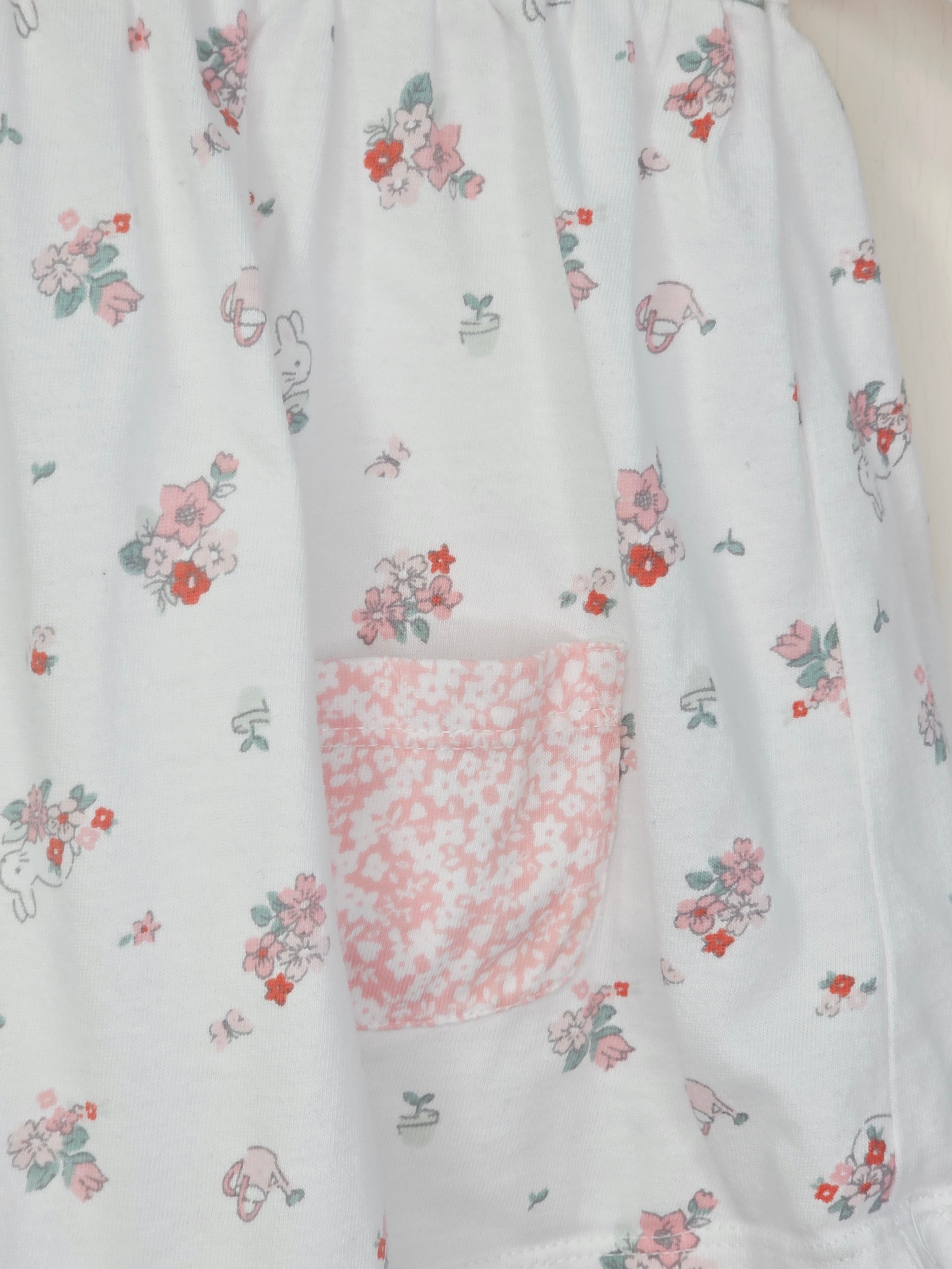 Nutmeg - 3-6 months girls white floral long sleeve bodysuit dress