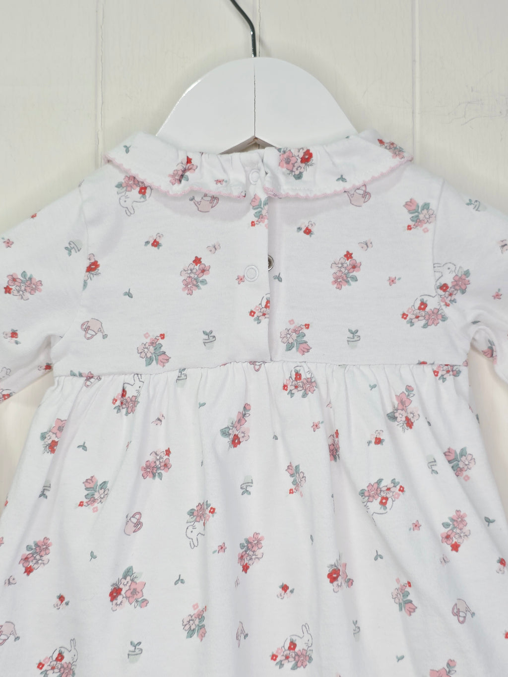 Nutmeg - 3-6 months girls white floral long sleeve bodysuit dress