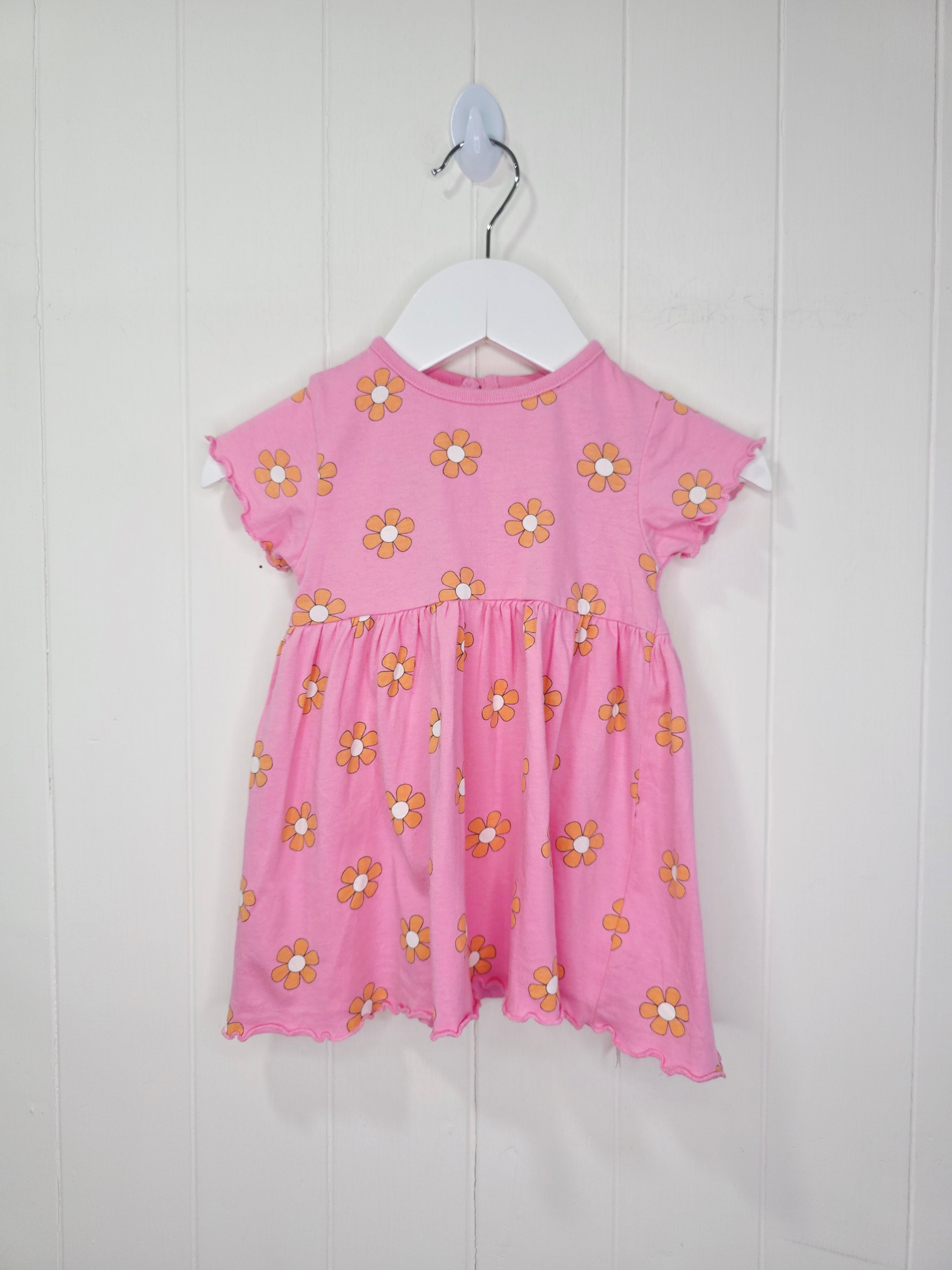 Primark - 3-6 months pink short sleeve floral dress