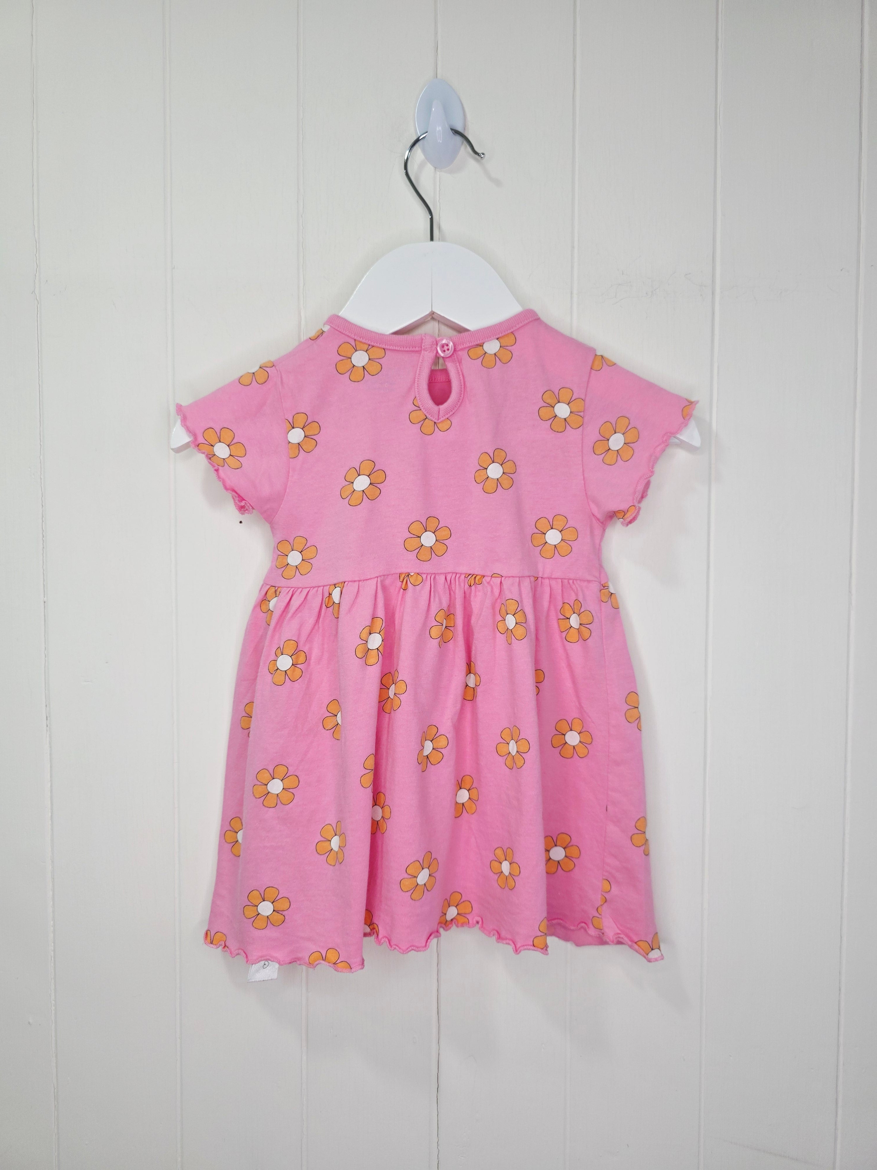 Primark - 3-6 months pink short sleeve floral dress