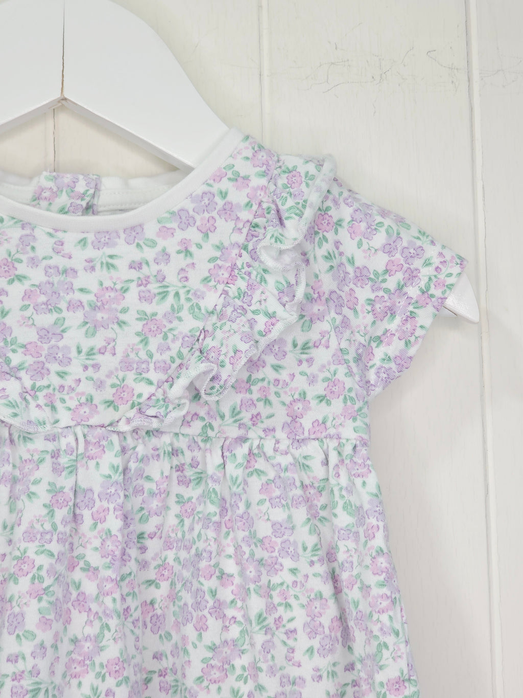 Matalan -3-6 months short sleeve floral dress featuring ruffle details