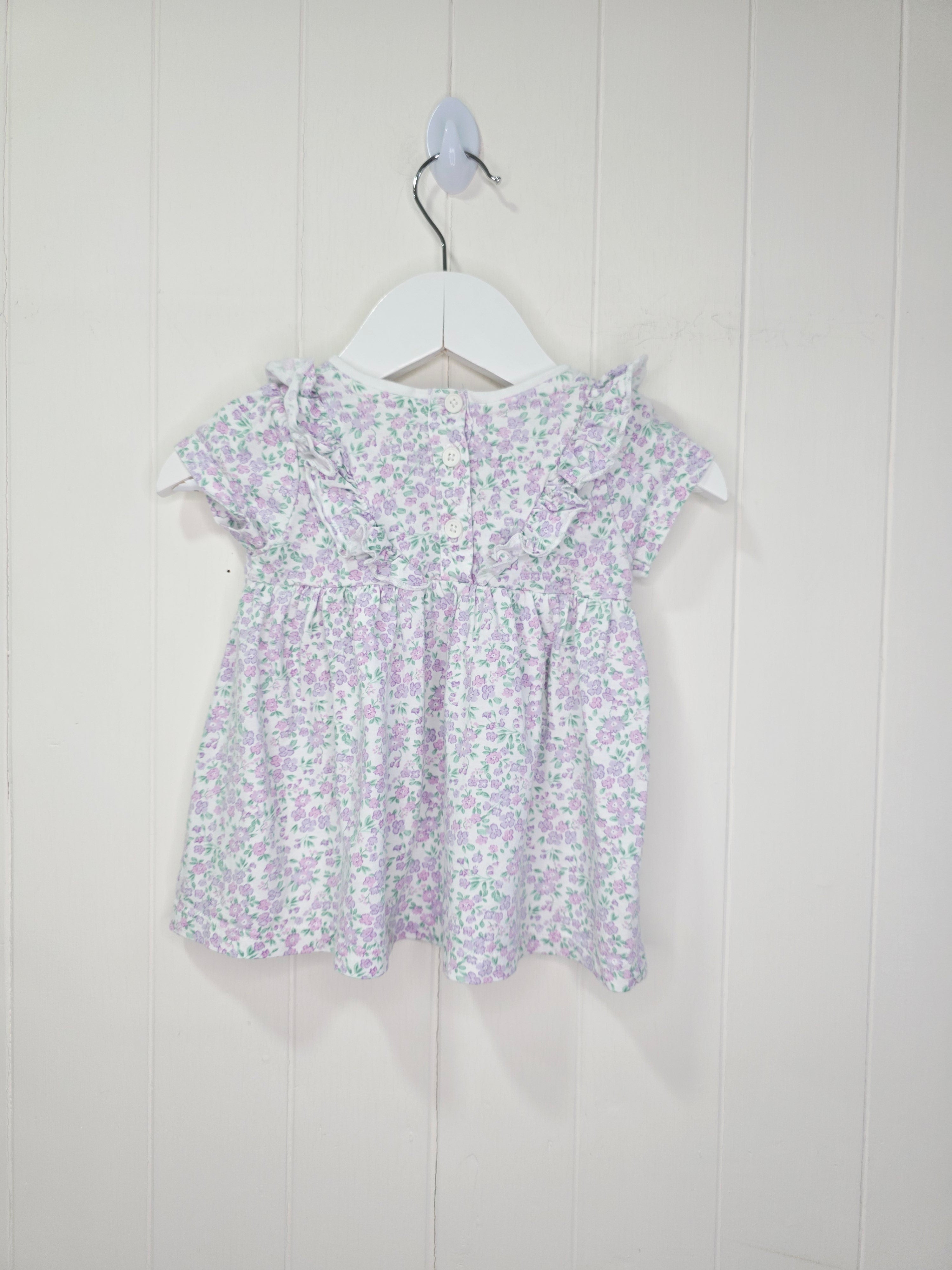 Matalan -3-6 months short sleeve floral dress featuring ruffle details