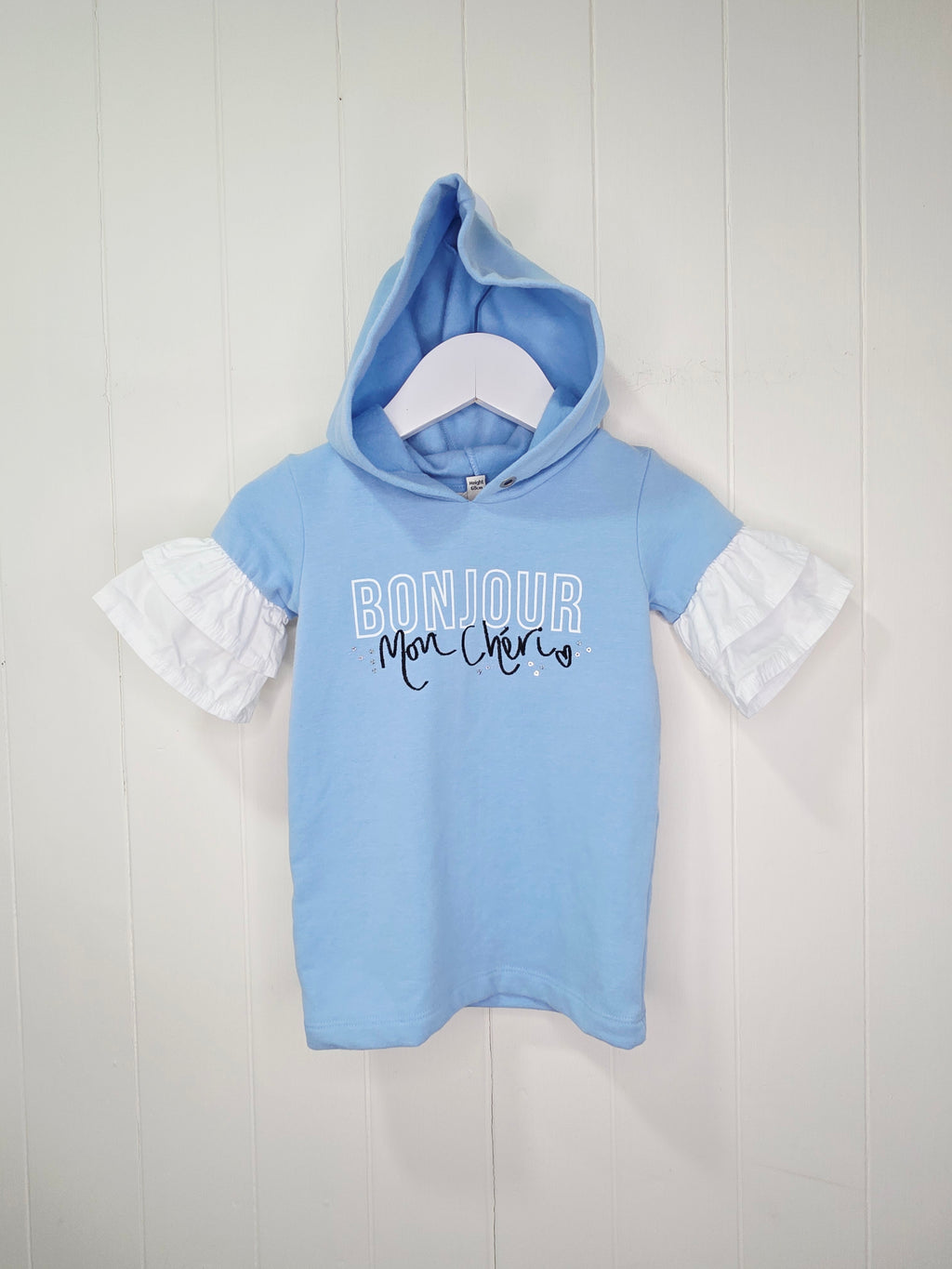 River Island - 3-6 months girls light blue hooded sweatshirt dress
