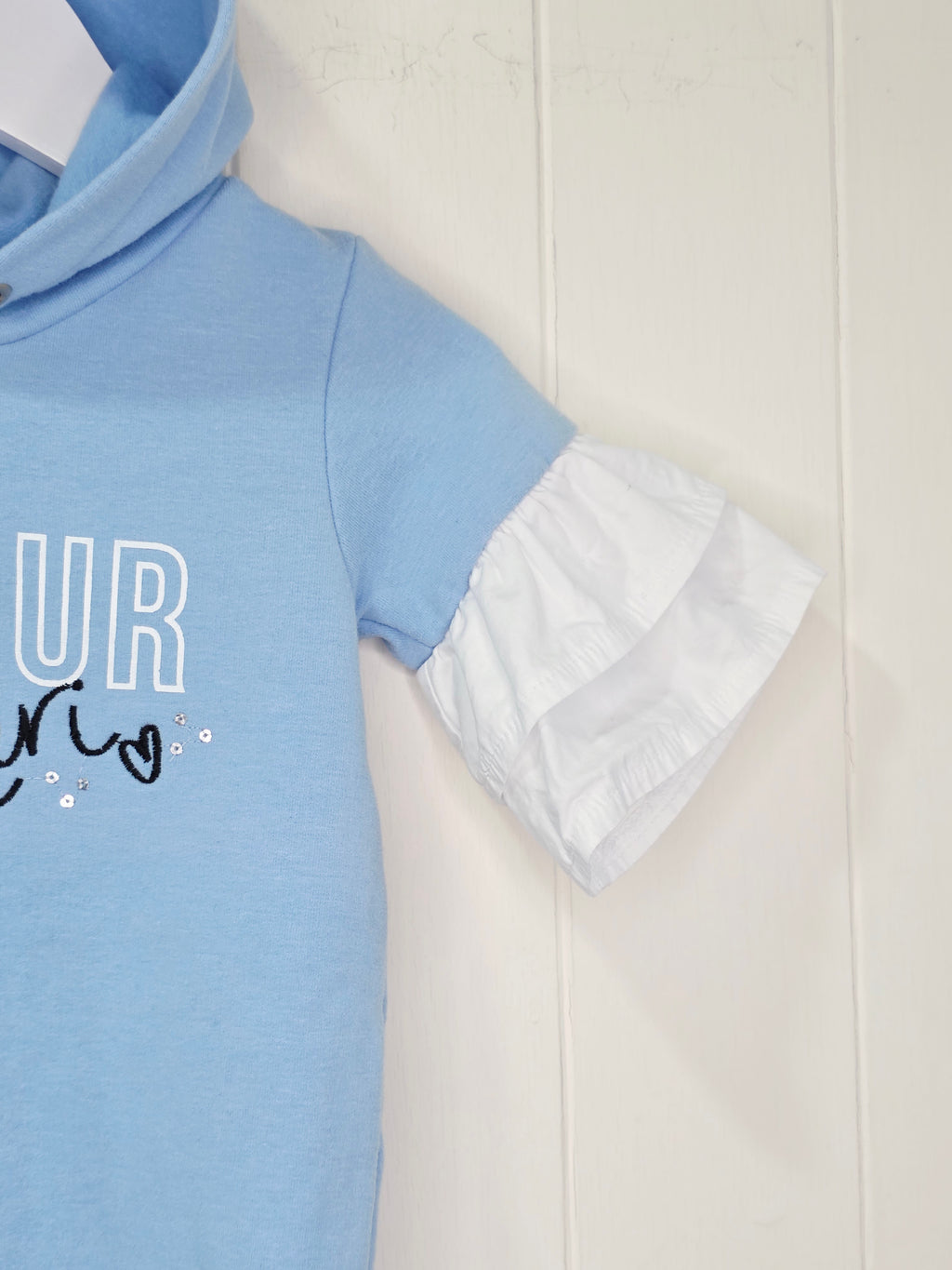 River Island - 3-6 months girls light blue hooded sweatshirt dress