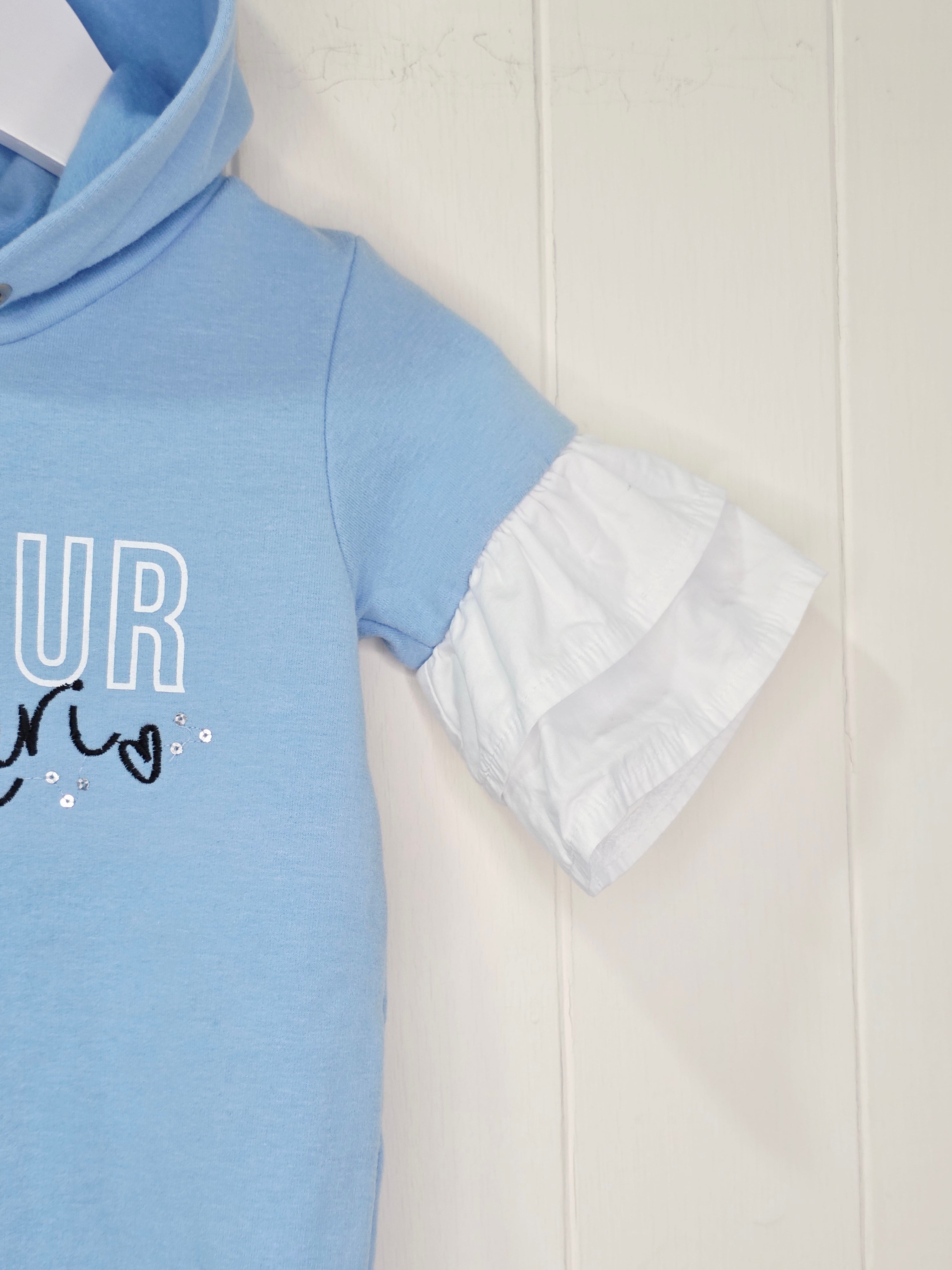 River Island - 3-6 months girls light blue hooded sweatshirt dress