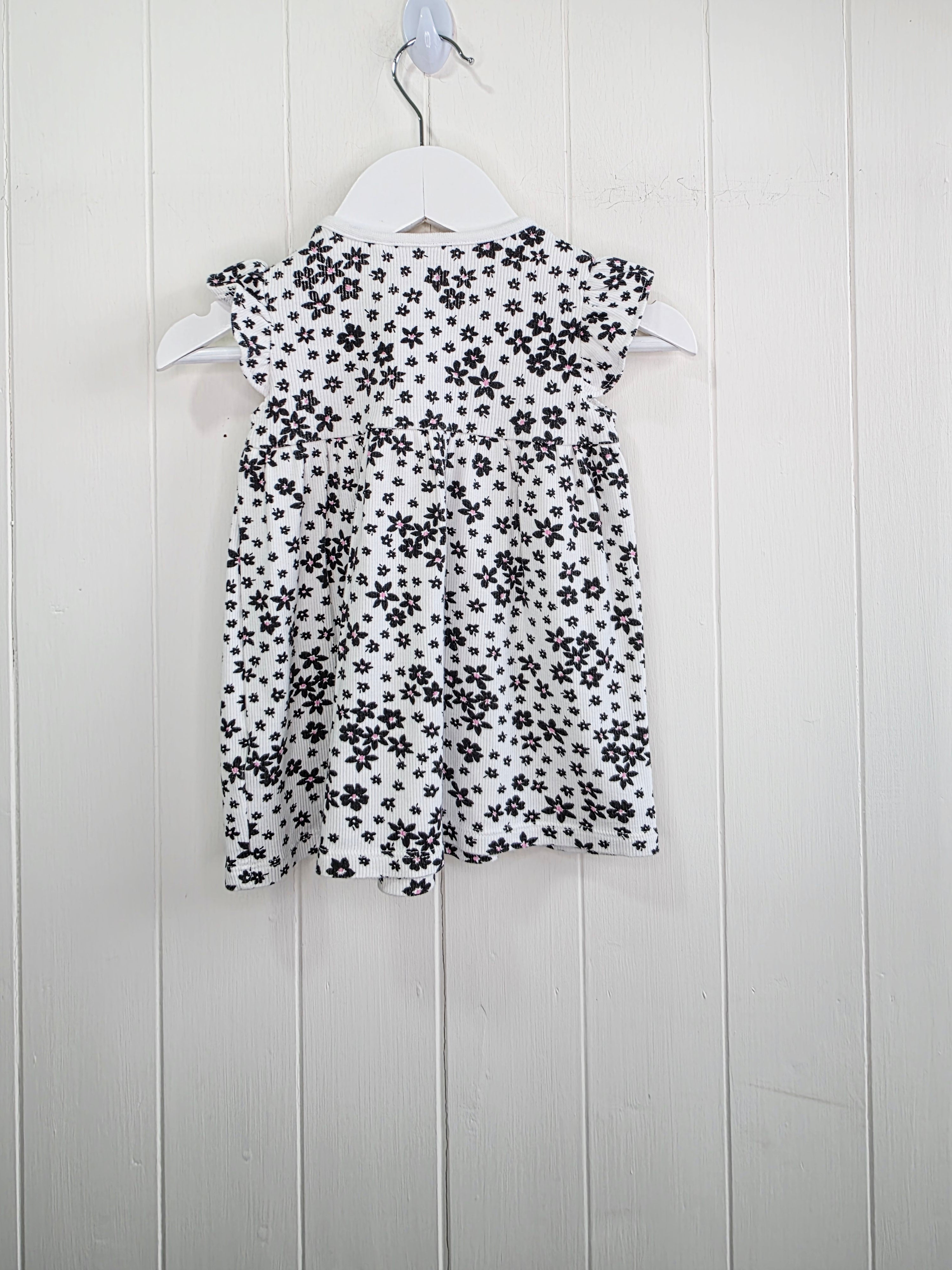 F&F - 3-6 months girls white and black floral dress