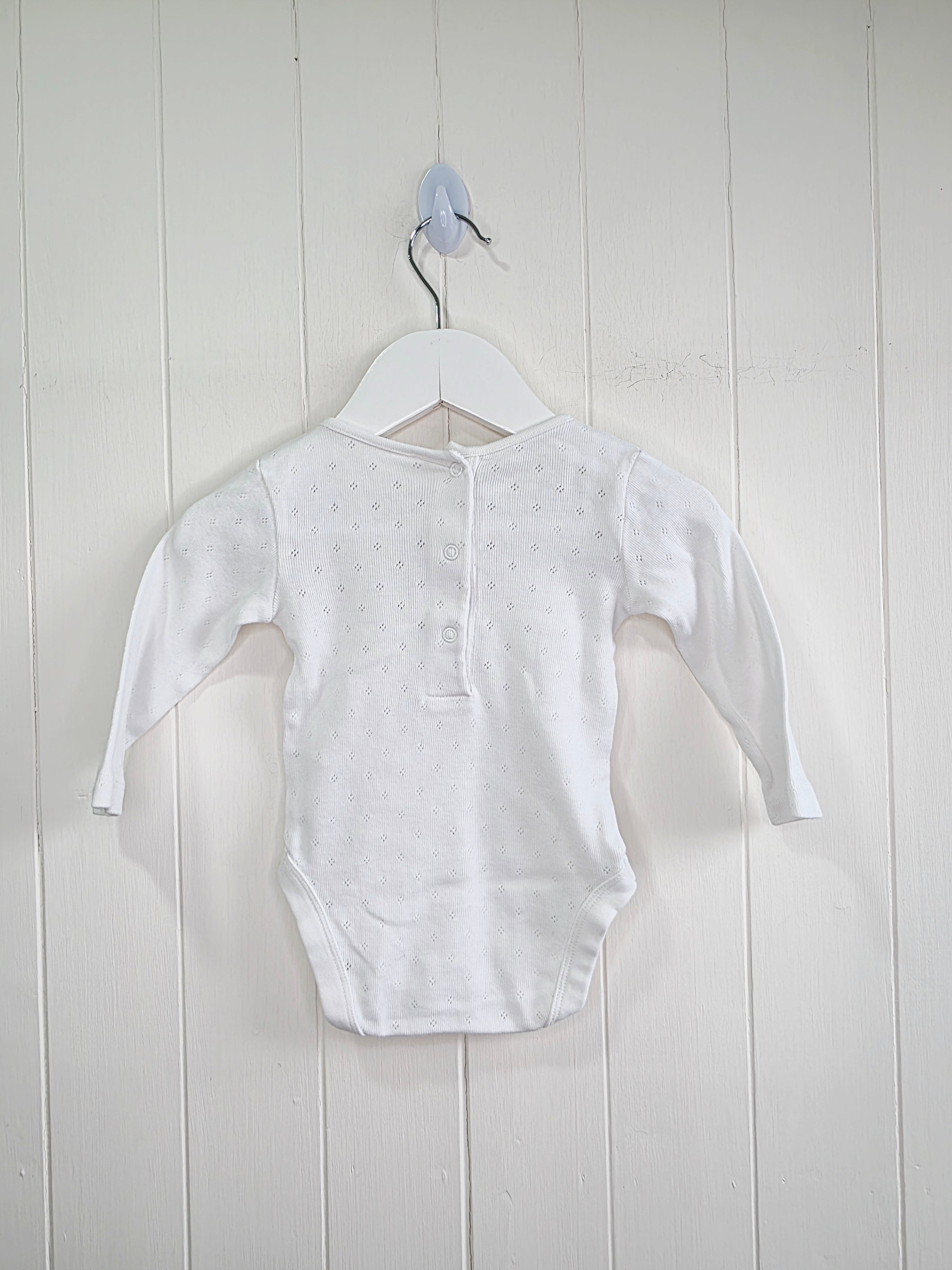 George - 3-6 months girls white long sleeve bodysuit