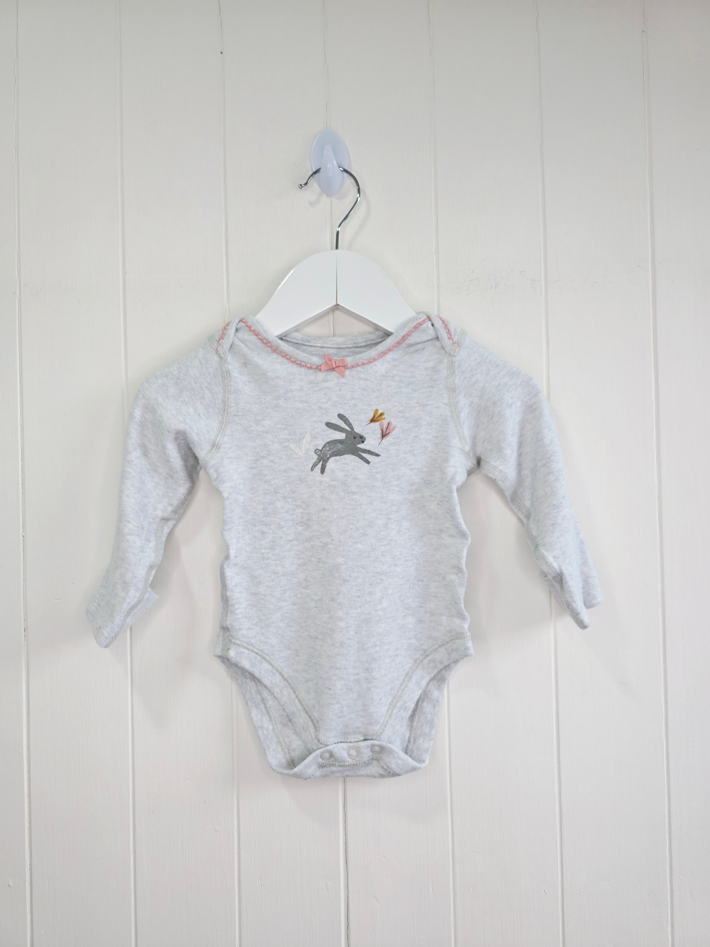 M&S - 3-6 months girls grey long sleeve bodysuit