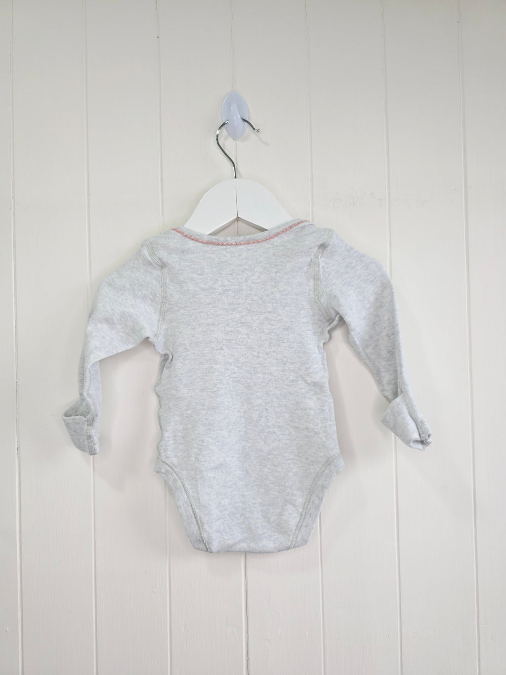 M&S - 3-6 months girls grey long sleeve bodysuit