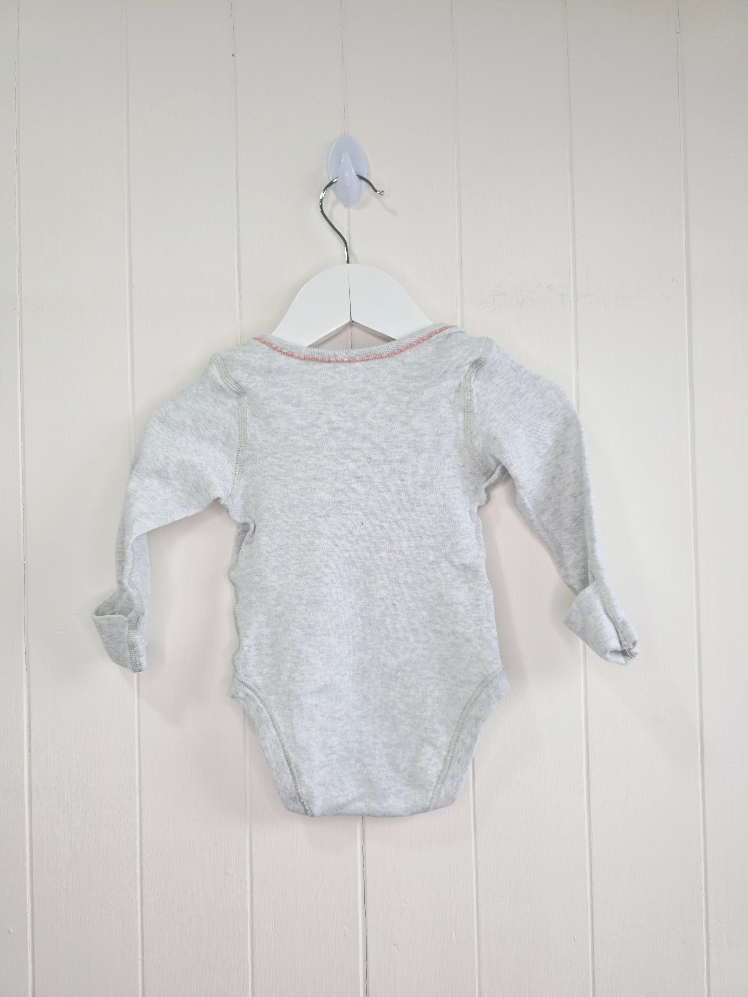M&S - 3-6 months girls grey long sleeve bodysuit