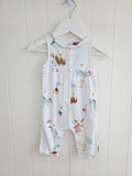 M&S - 3-6 months girls white dungaree featuring unicorn print
