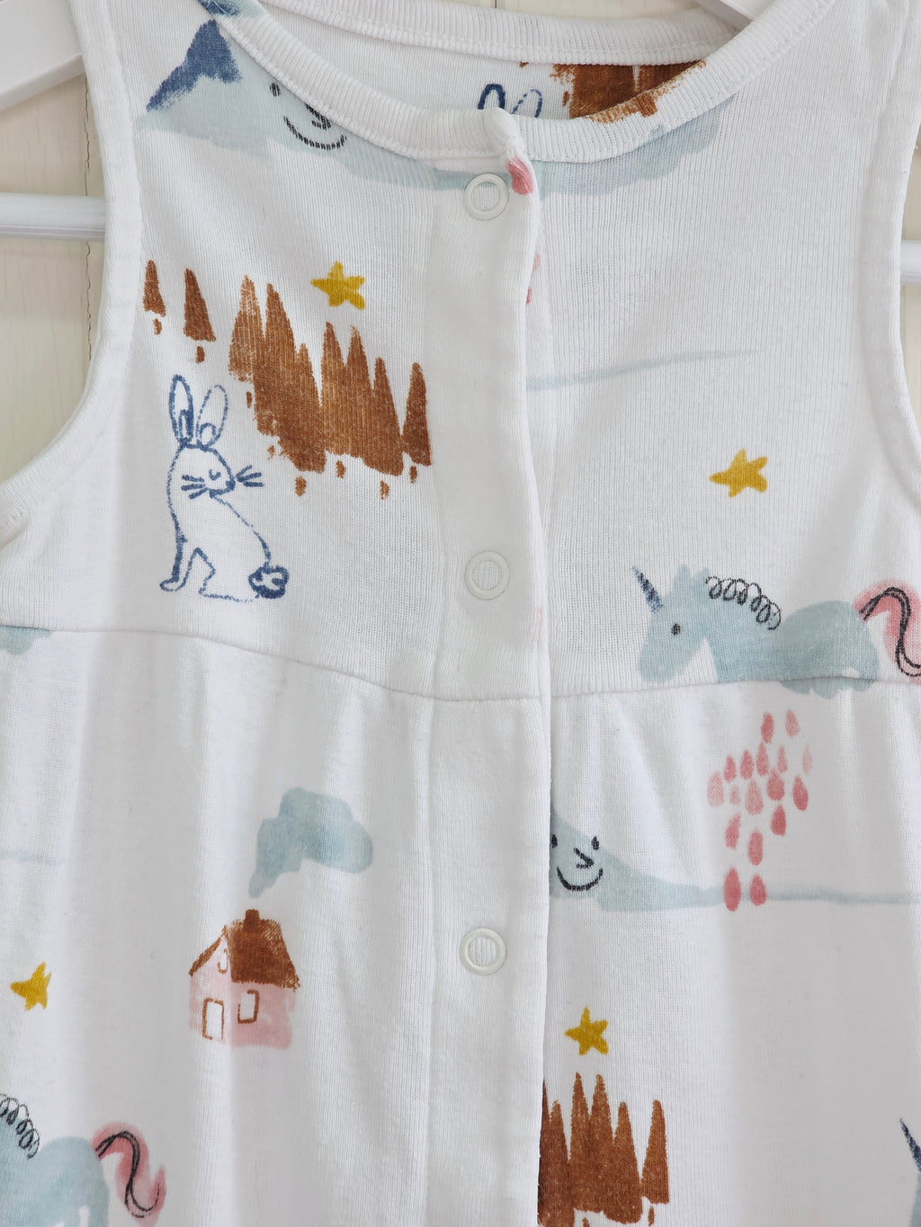 M&S - 3-6 months girls white dungaree featuring unicorn print