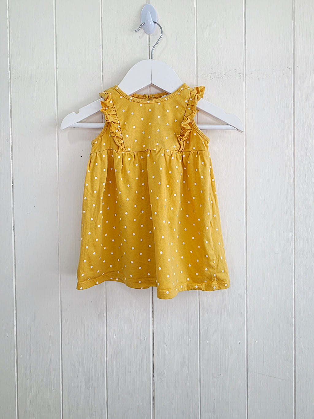 H&M - 4-6 months girls mustard polka dot sleeveless dress