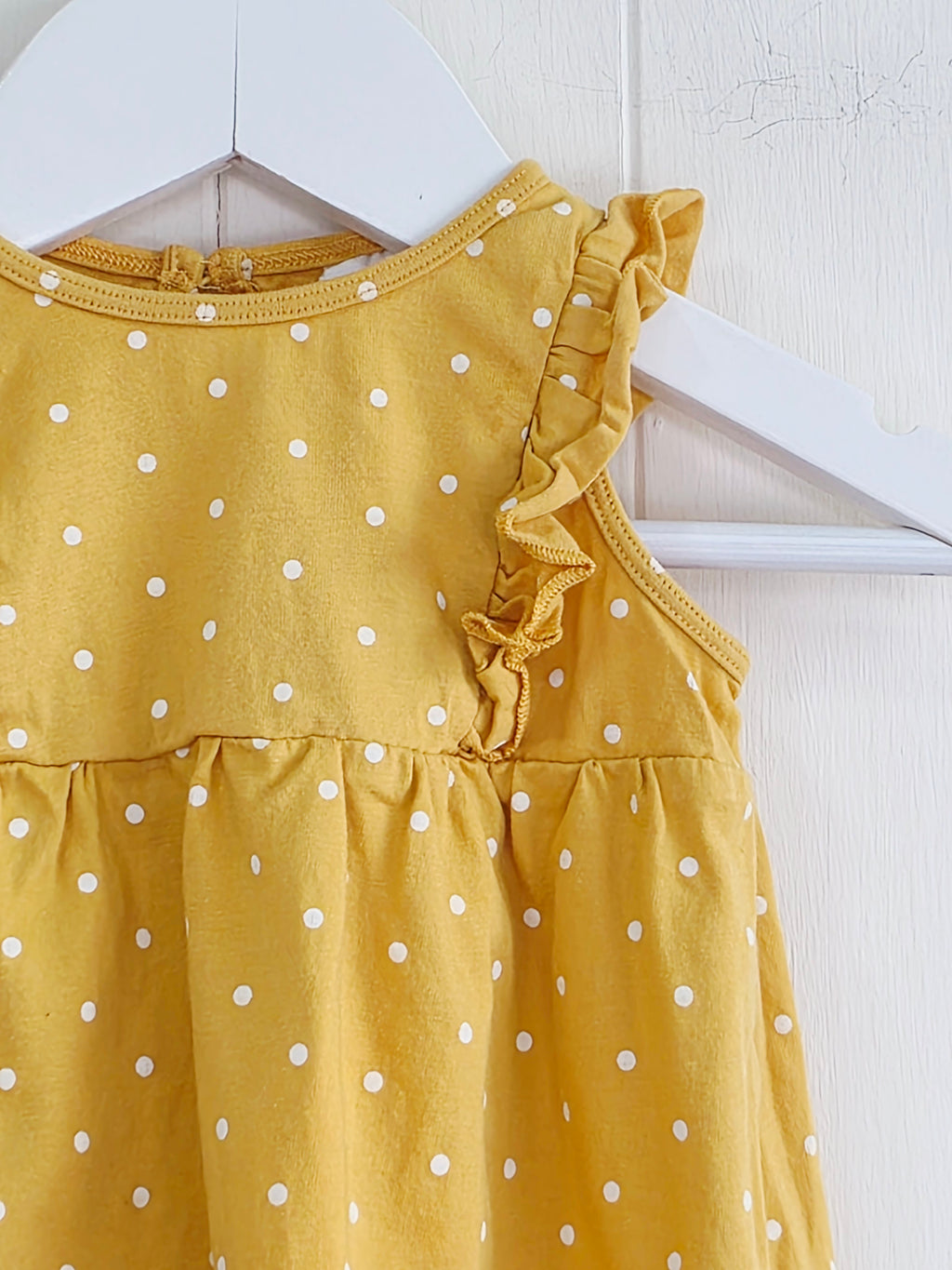 H&M - 4-6 months girls mustard polka dot sleeveless dress
