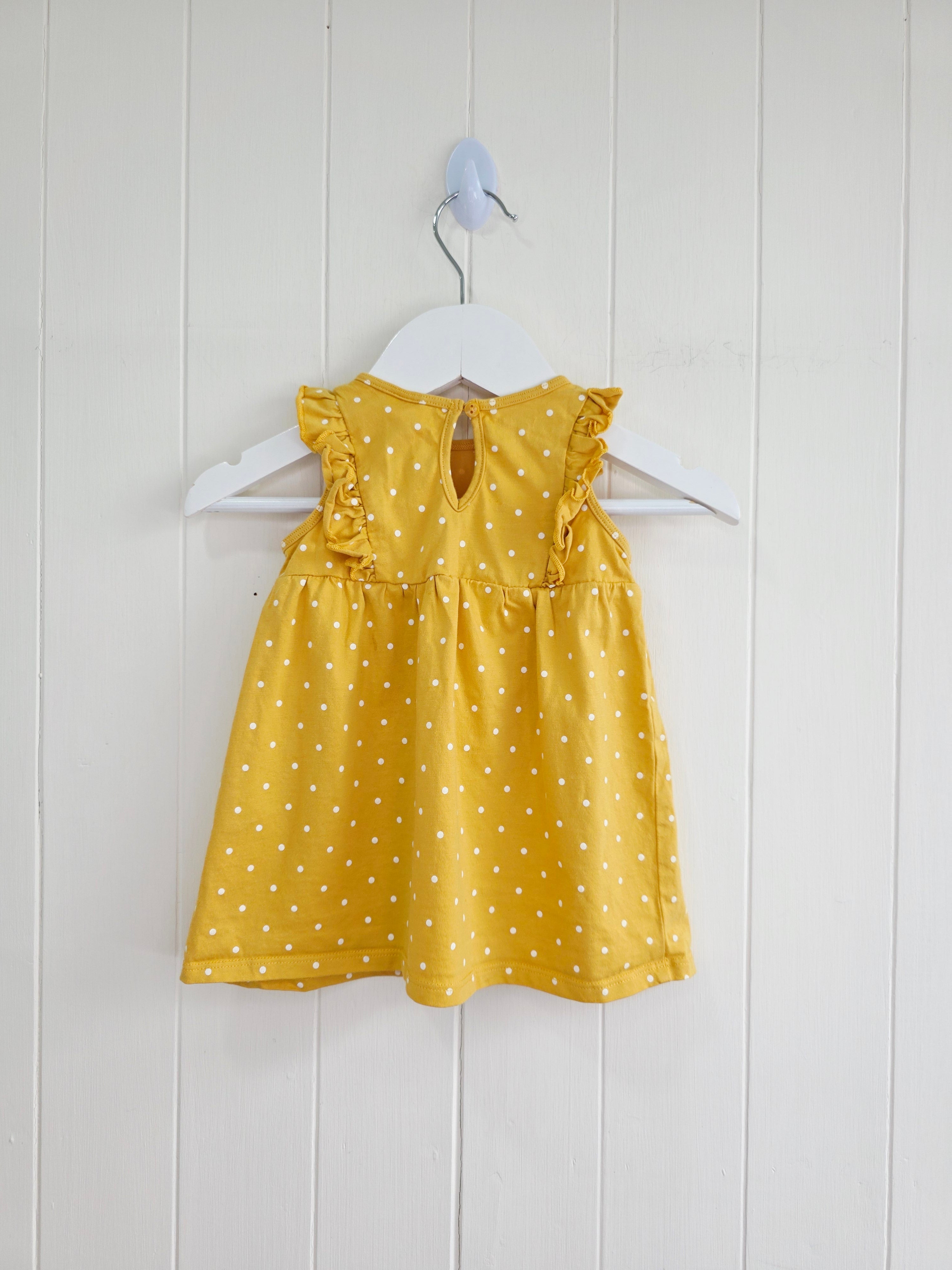 H&M - 4-6 months girls mustard polka dot sleeveless dress